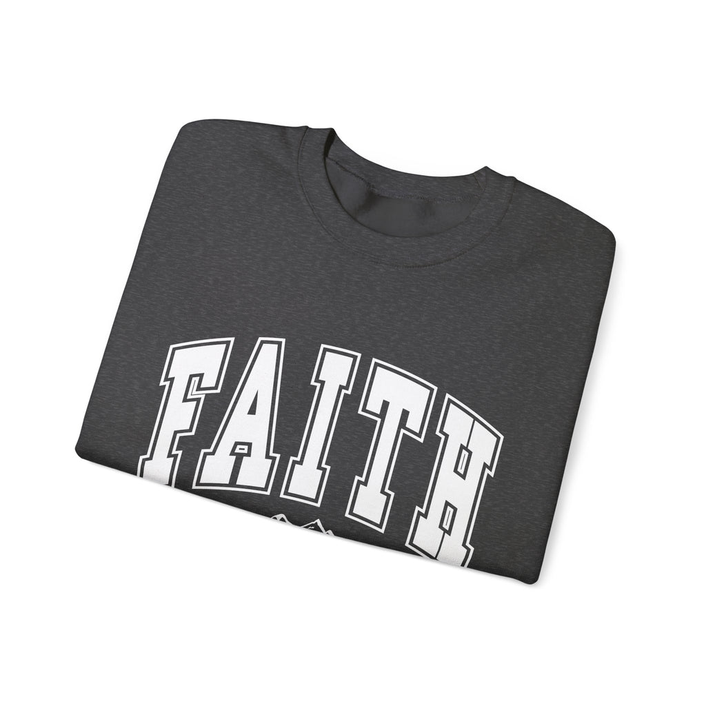 Faith Crewneck Sweatshirt – 'Faith Can Move Mountains' Inspirational Pullover