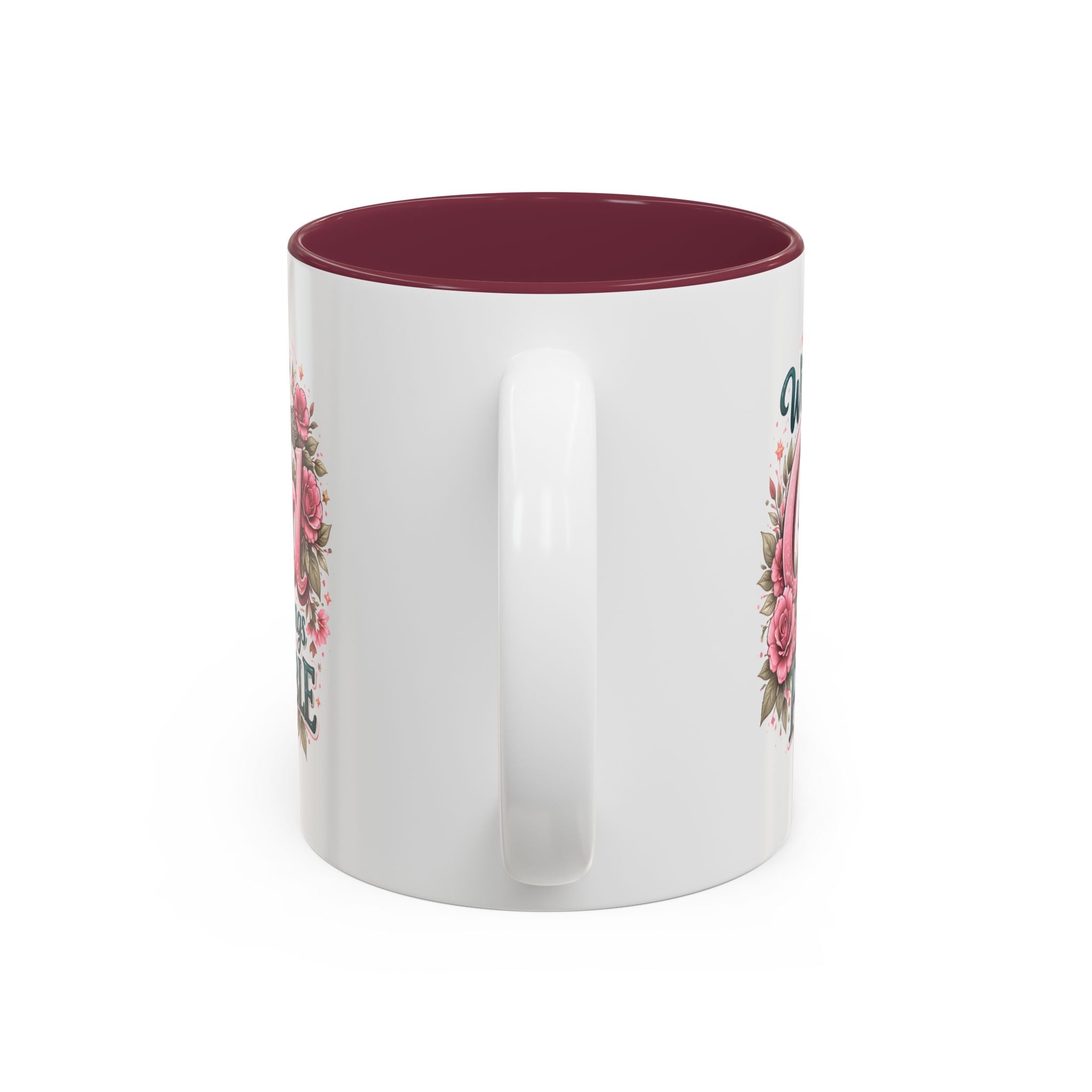 Mug — "With God All Things Are Possible" Floral Two-Tone Accent Coffee Mug
