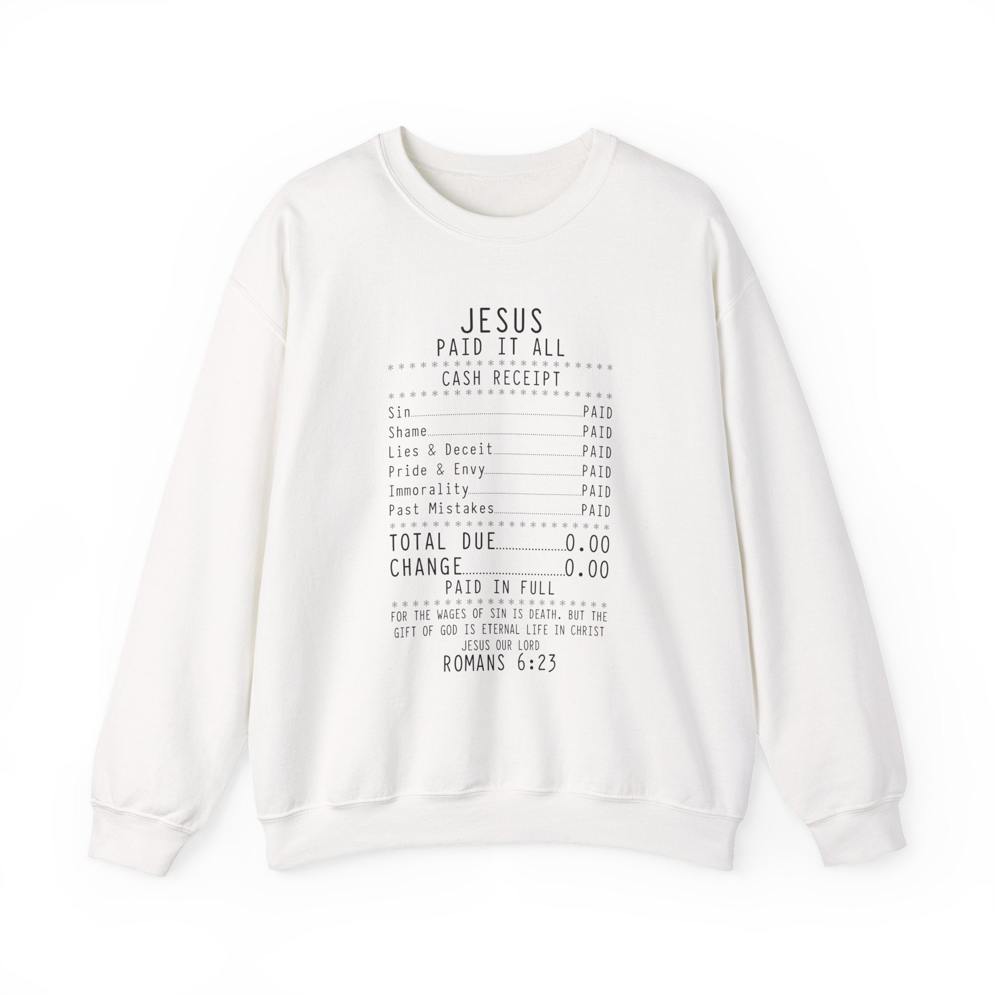 Jesus Paid It All Sweatshirt — Christian Receipt Graphic Crewneck