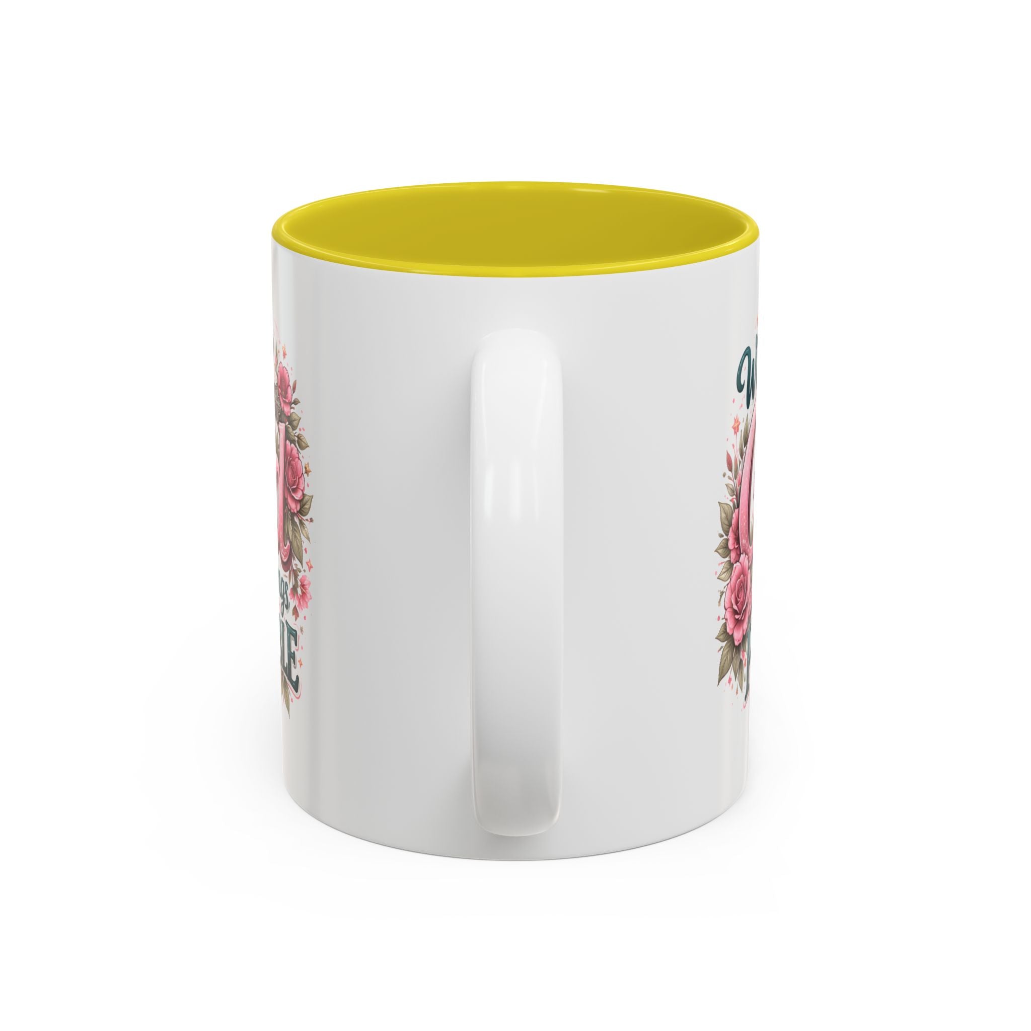 Mug — "With God All Things Are Possible" Floral Two-Tone Accent Coffee Mug