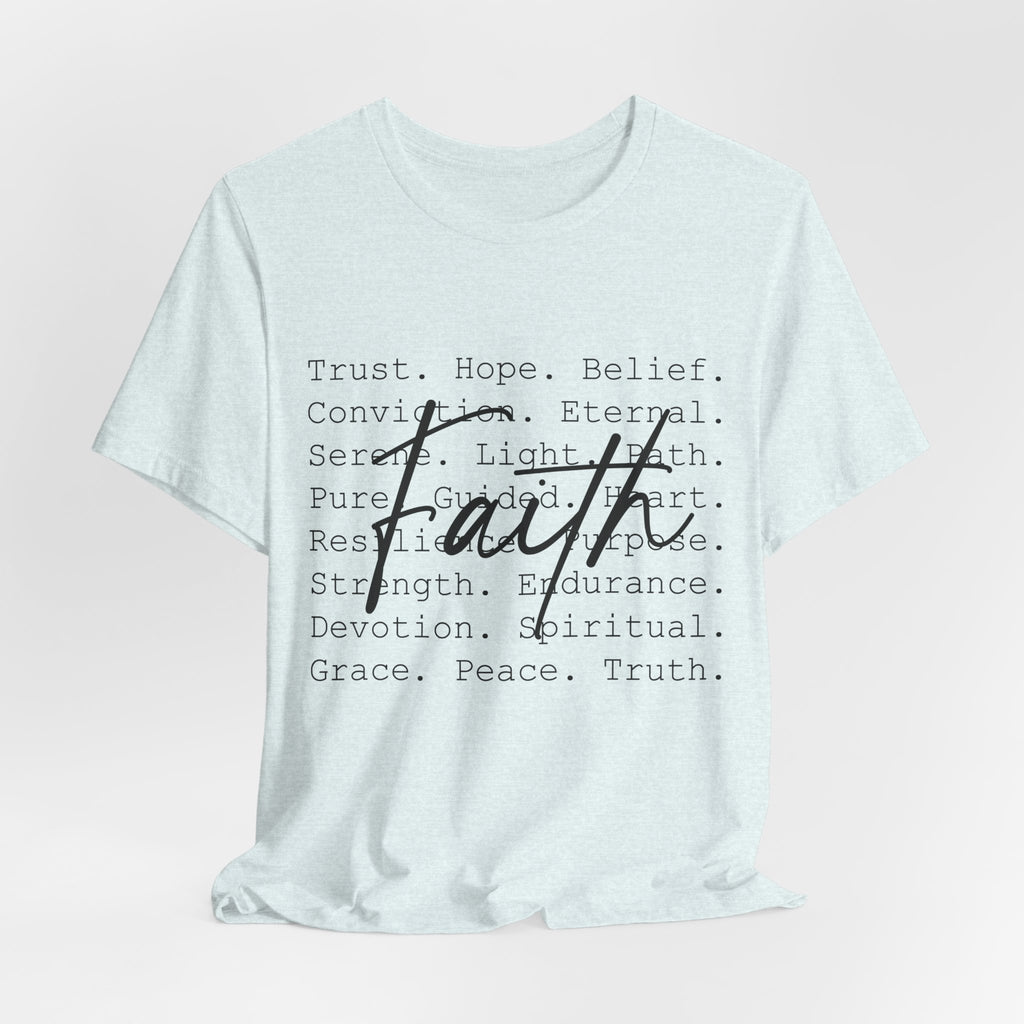 Faith Script Tee — Inspirational Christian Word Cloud T-Shirt