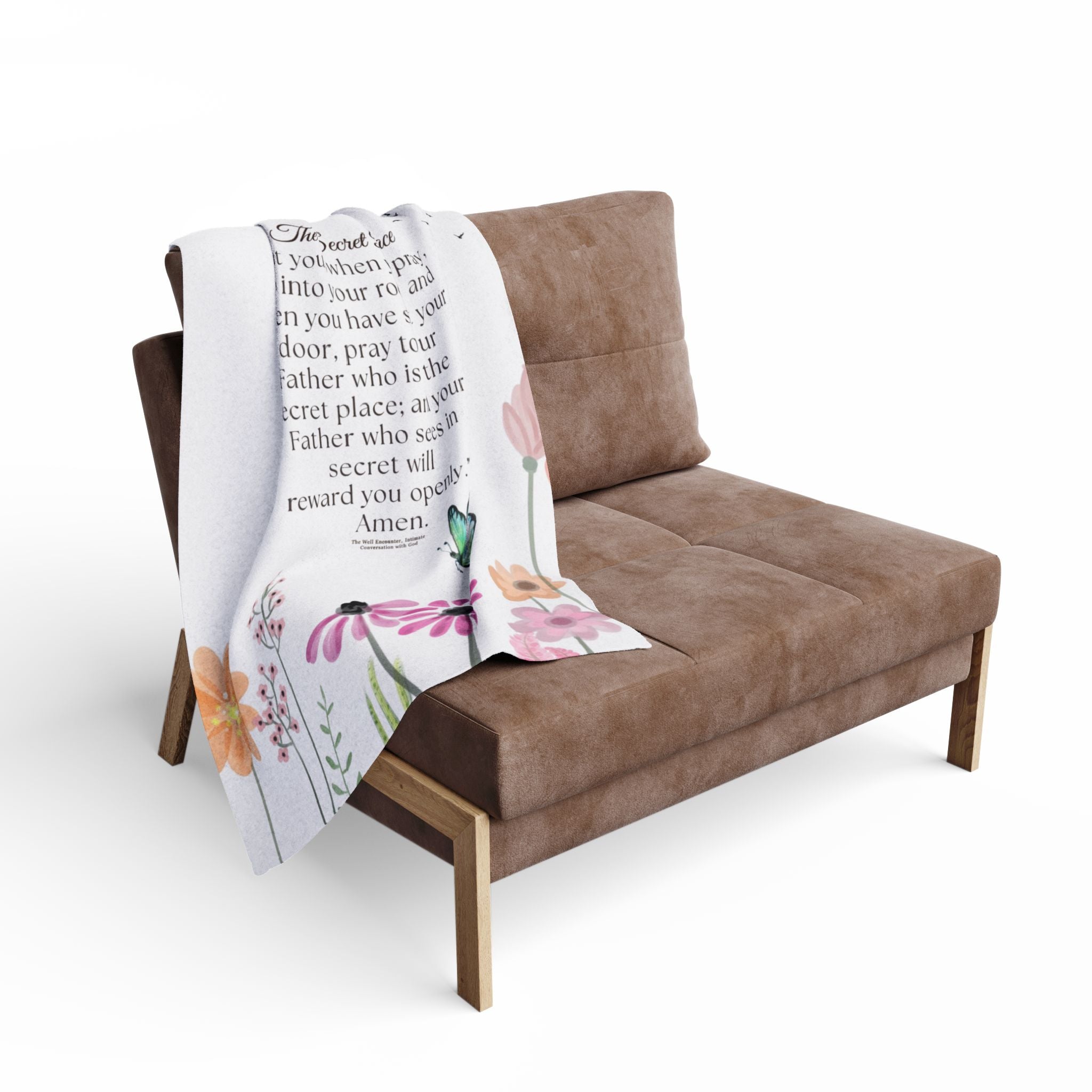Inspirational Floral Prayer Fleece Blanket — "The Secret Place" Scripture Throw