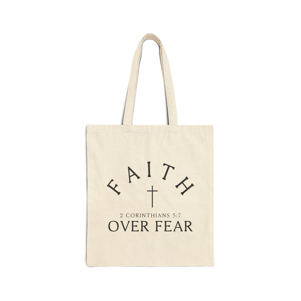 Faith Over Fear tote | Christian canvas bag, scripture 2 Corinthians 5:7