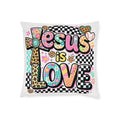 Jesus Is Love Square Pillow – Colorful Faith Decorative Throw Pillow