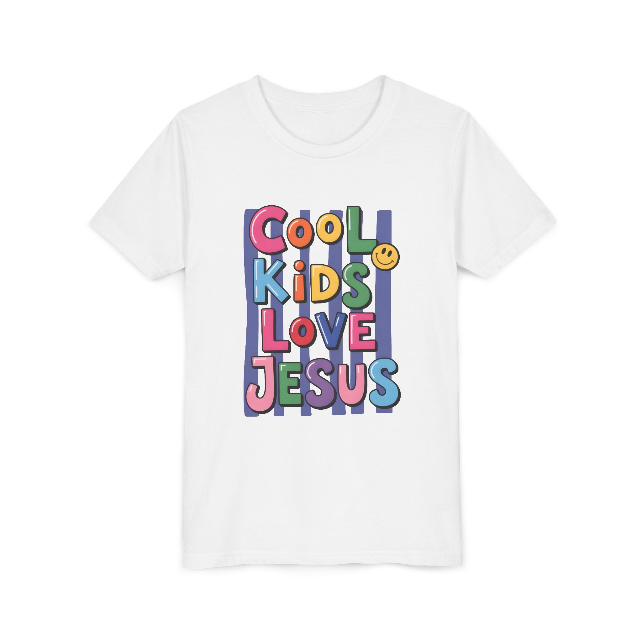 Youth Tee — "Cool Kids Love Jesus" Colorful Christian Kids Shirt