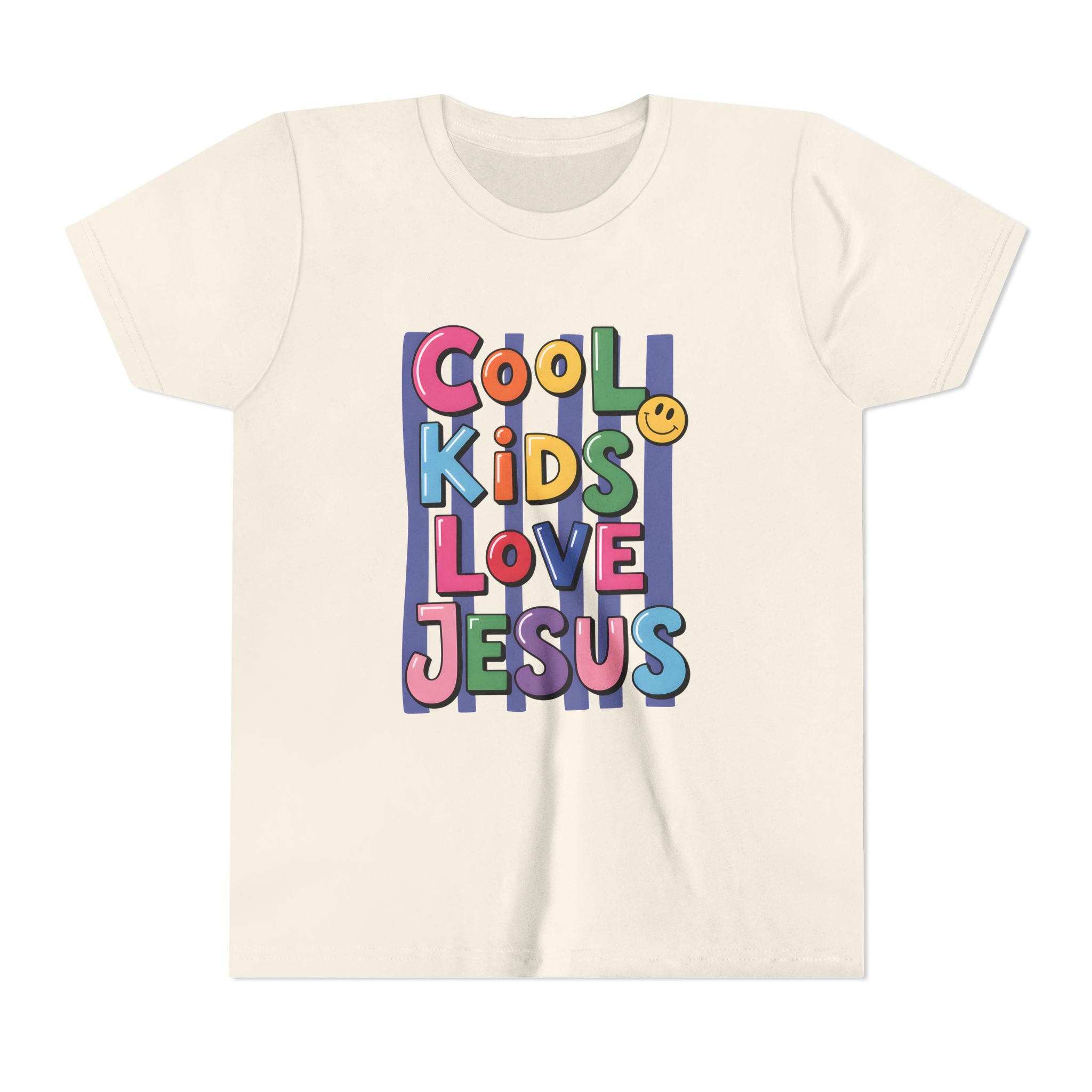 Youth Tee — "Cool Kids Love Jesus" Colorful Christian Kids Shirt
