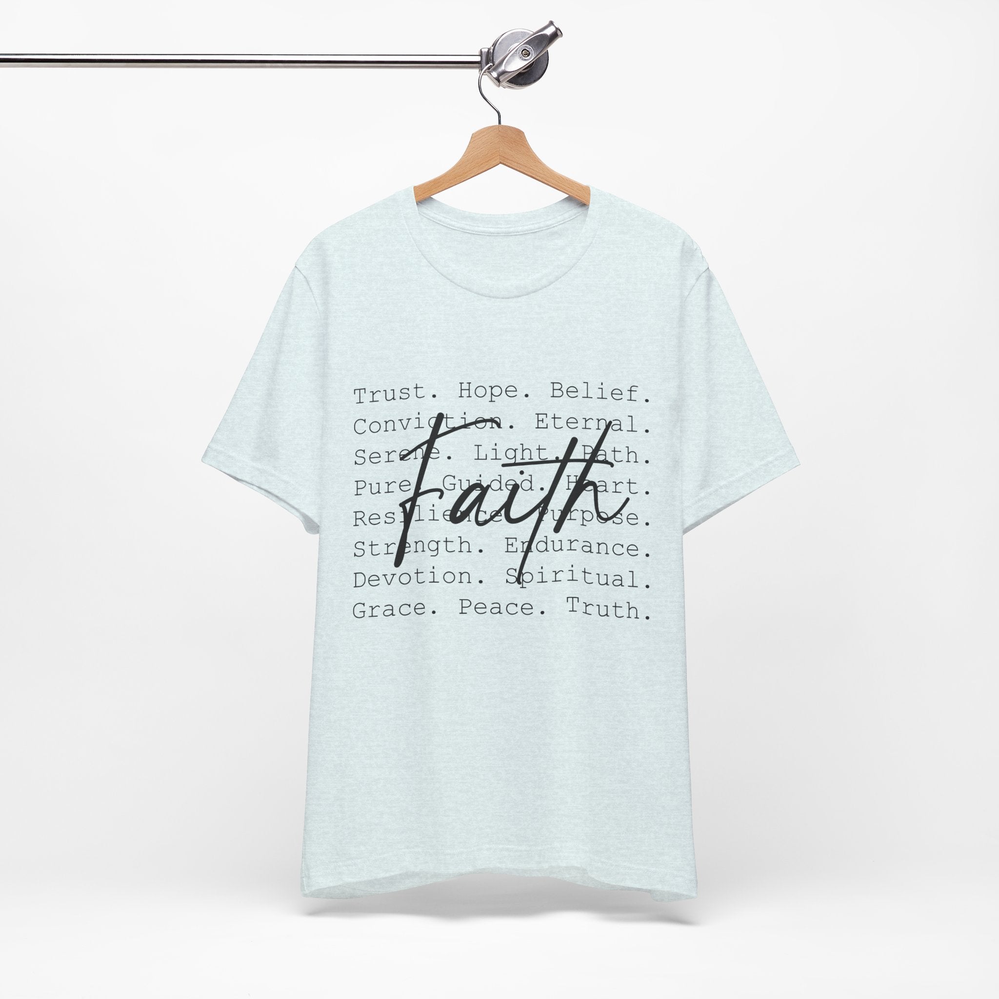 Faith Script Tee — Inspirational Christian Word Cloud T-Shirt