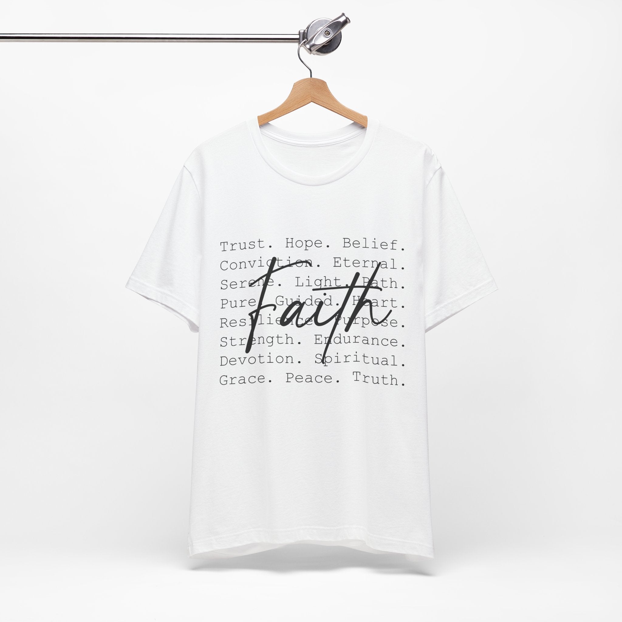 Faith Script Tee — Inspirational Christian Word Cloud T-Shirt