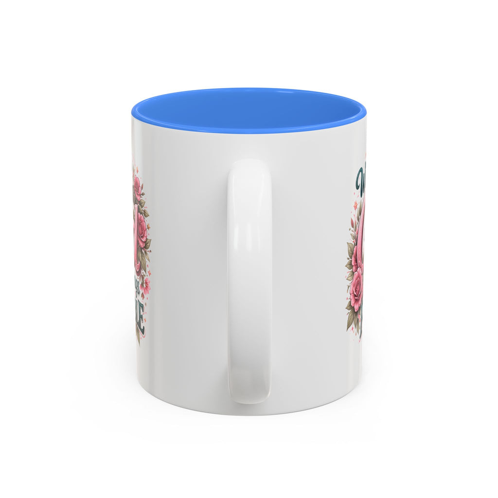 Mug — "With God All Things Are Possible" Floral Two-Tone Accent Coffee Mug