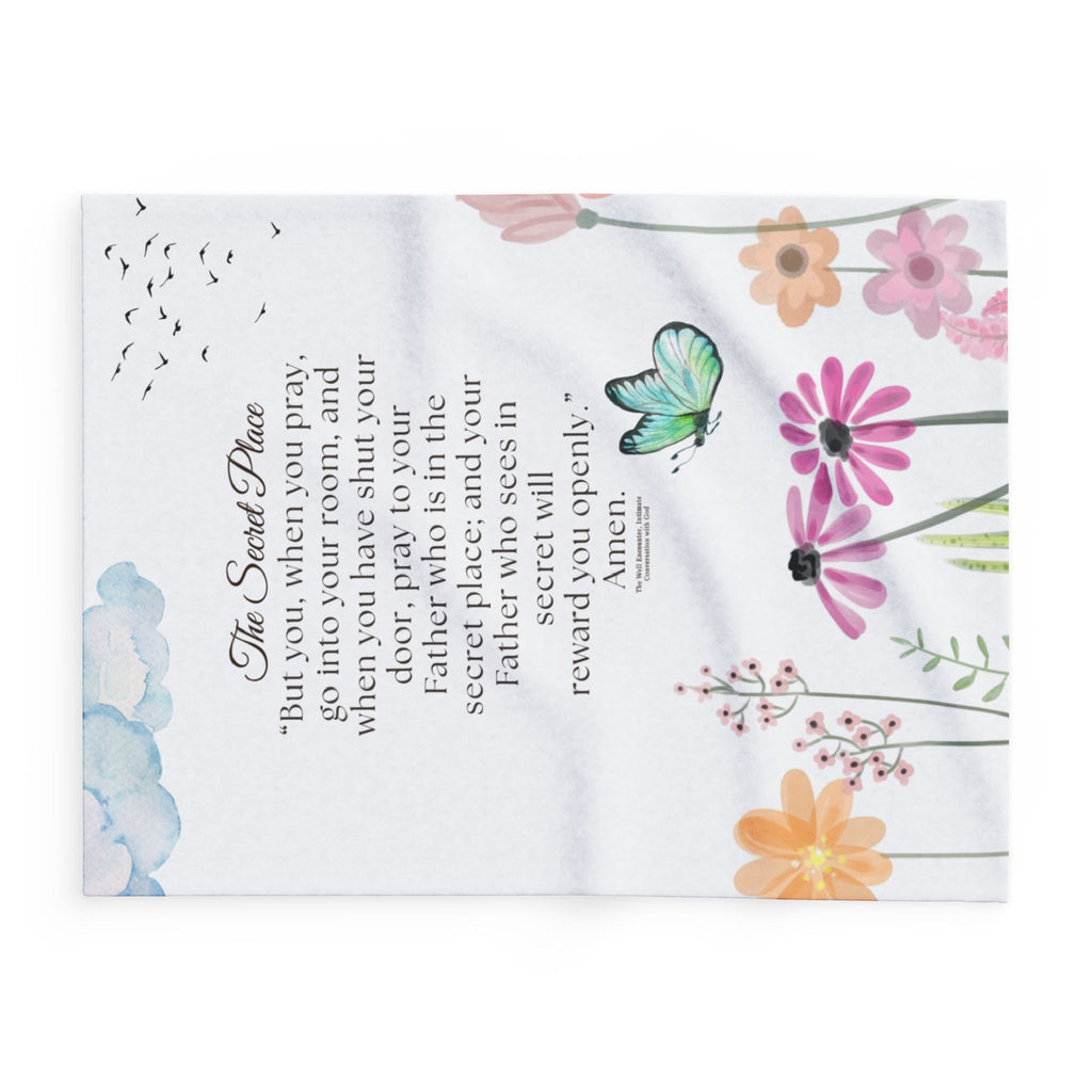 Inspirational Floral Prayer Fleece Blanket — "The Secret Place" Scripture Throw