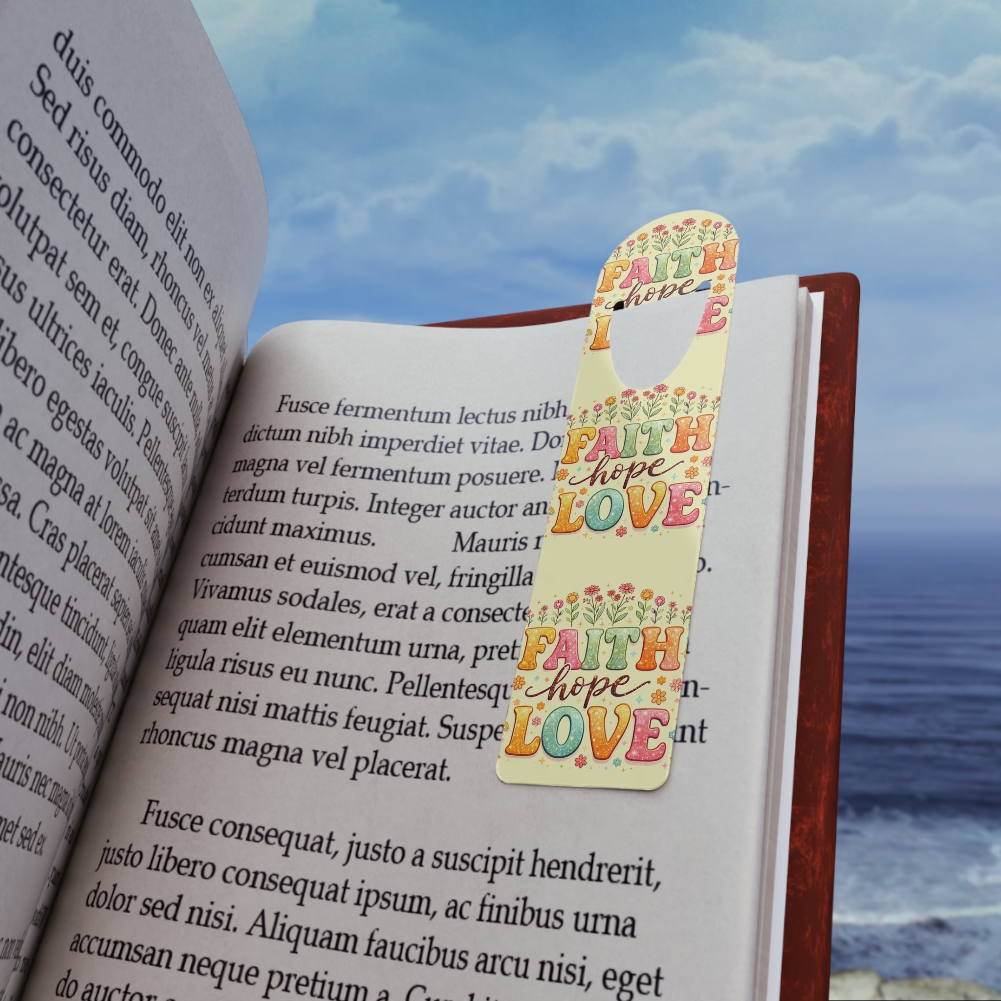 Faith Hope Love Floral Bookmark — Inspirational Metal Corner Bookmark