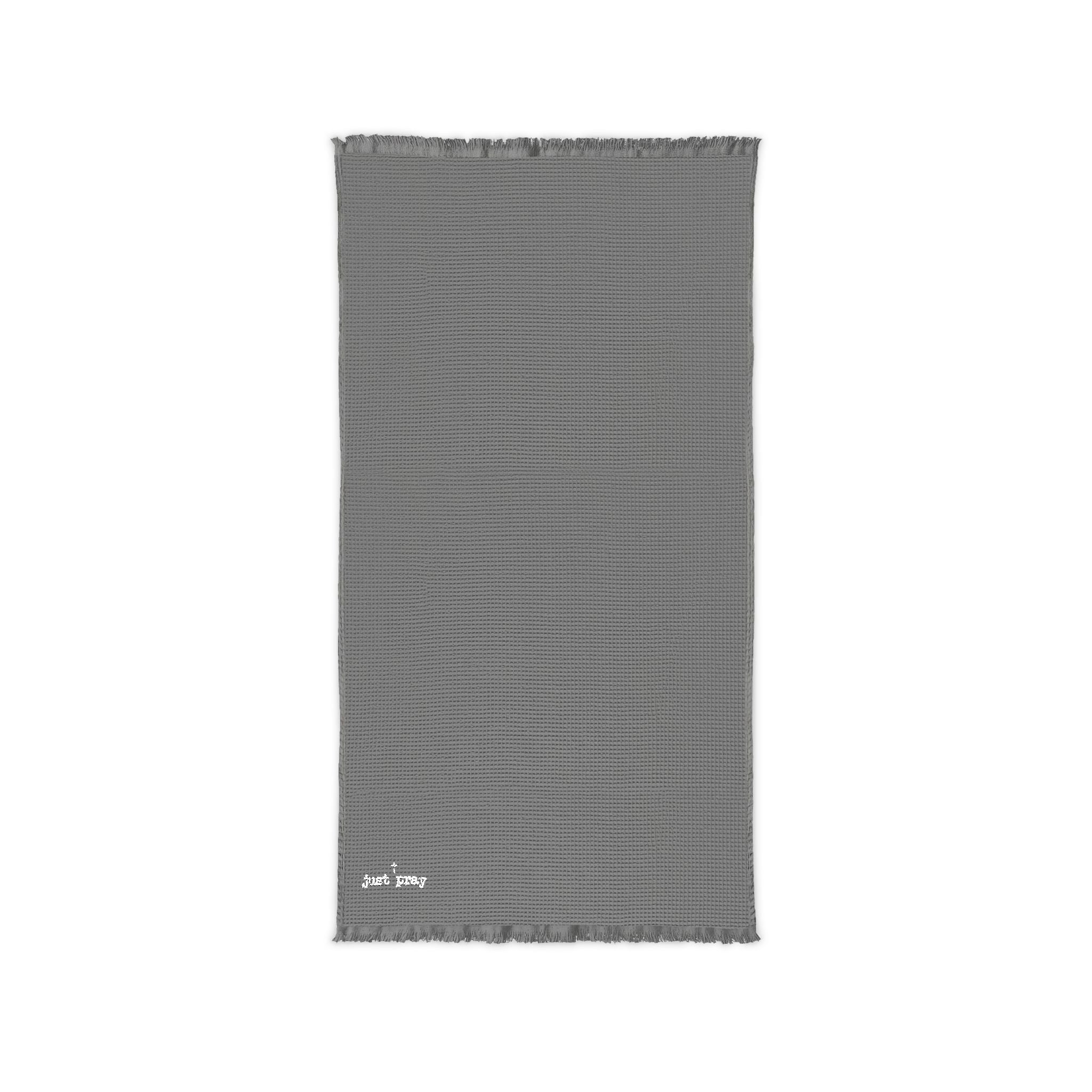 Embroidered Cotton Waffle Throw — Lightweight Fringe Blanket