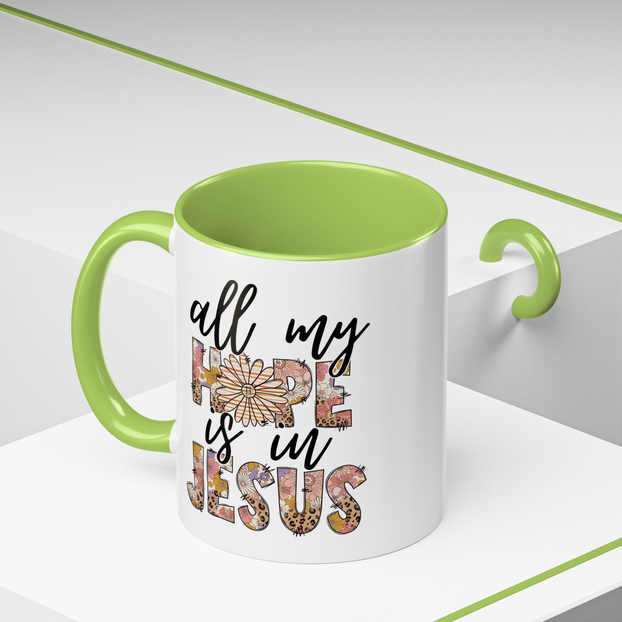 Coffee Mug — "All My Hope is in Jesus" Floral Accent Mug