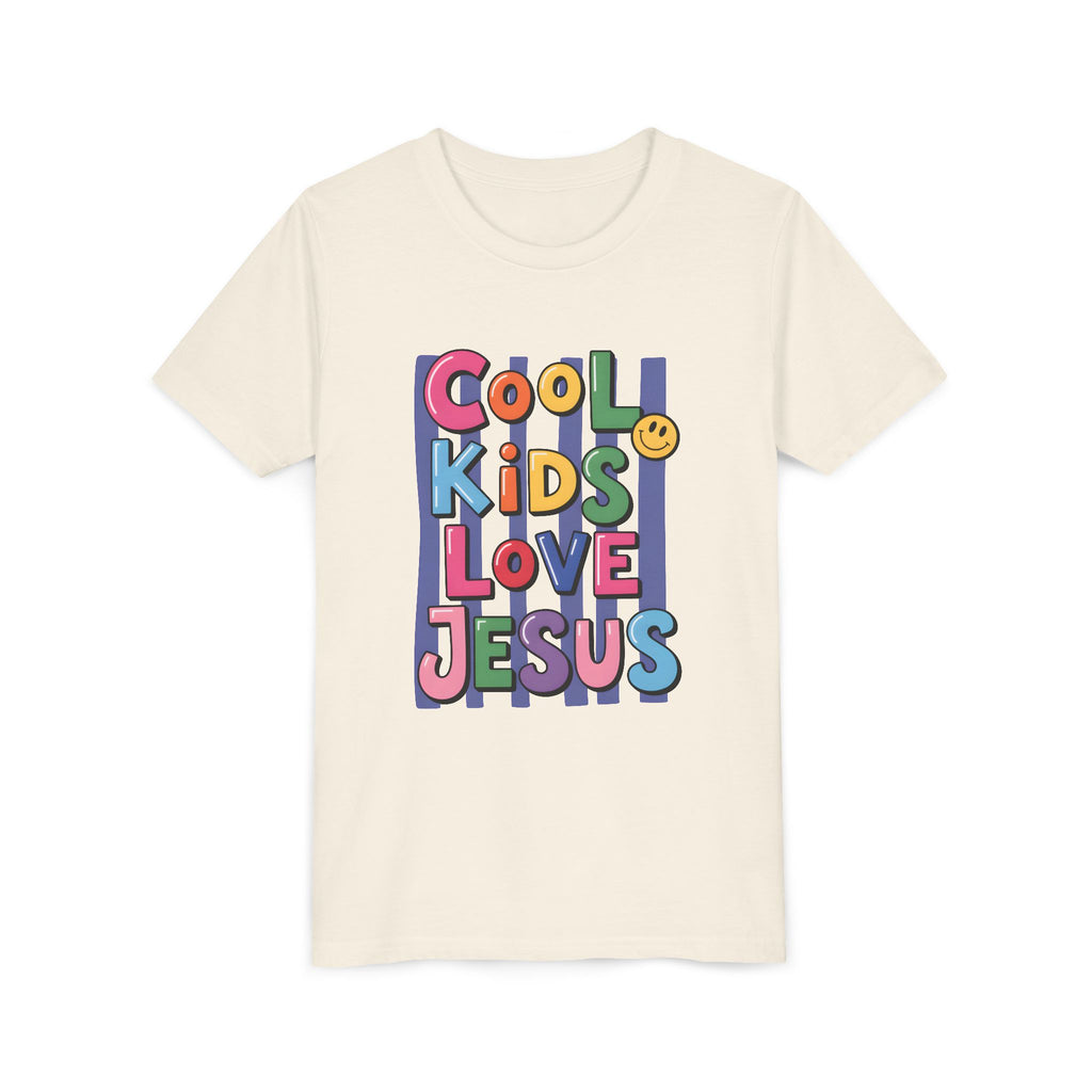 Youth Tee — "Cool Kids Love Jesus" Colorful Christian Kids Shirt
