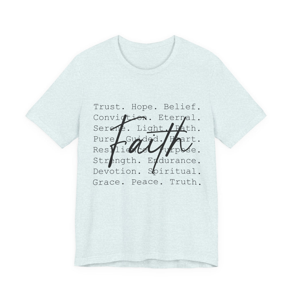 Faith Script Tee — Inspirational Christian Word Cloud T-Shirt