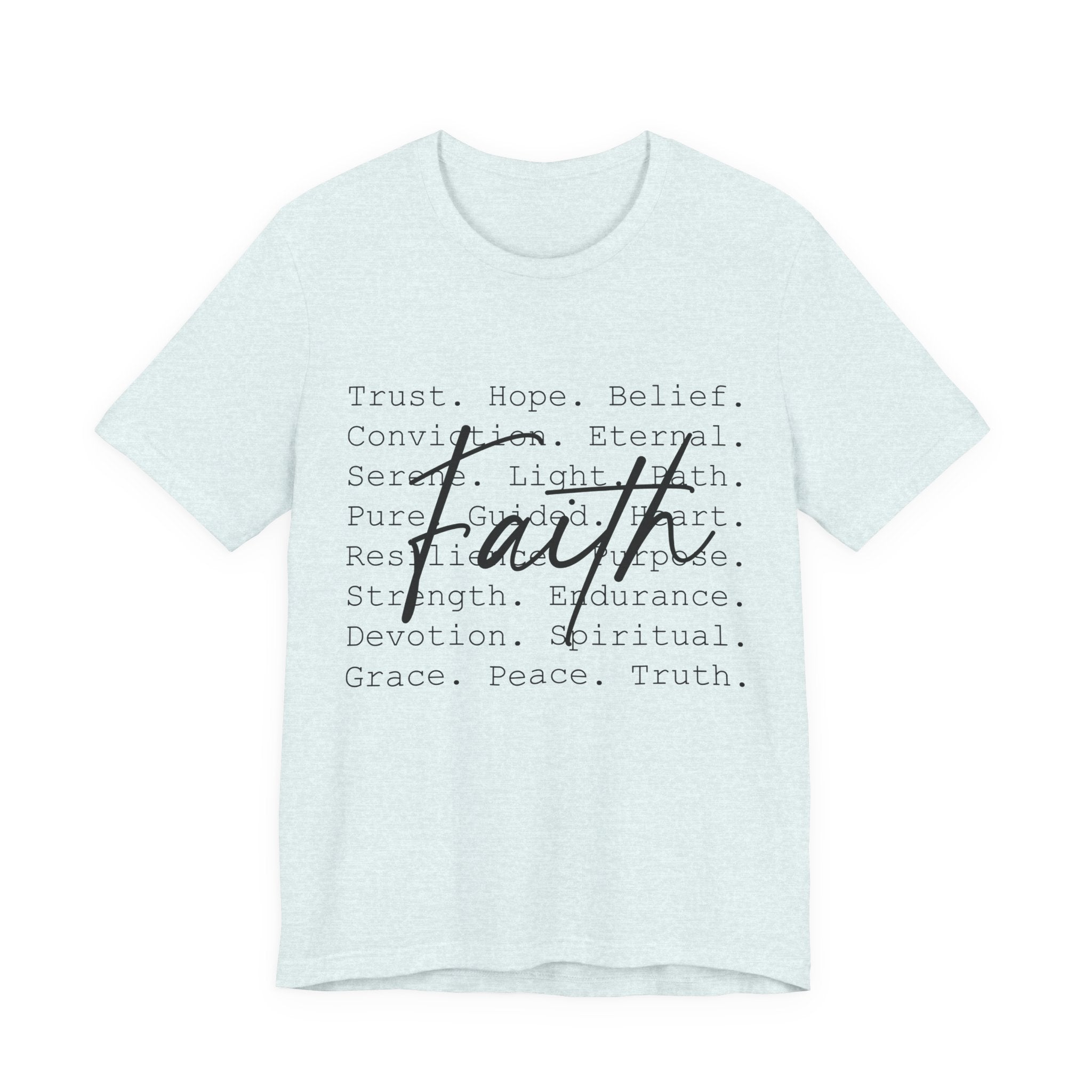 Faith Script Tee — Inspirational Christian Word Cloud T-Shirt