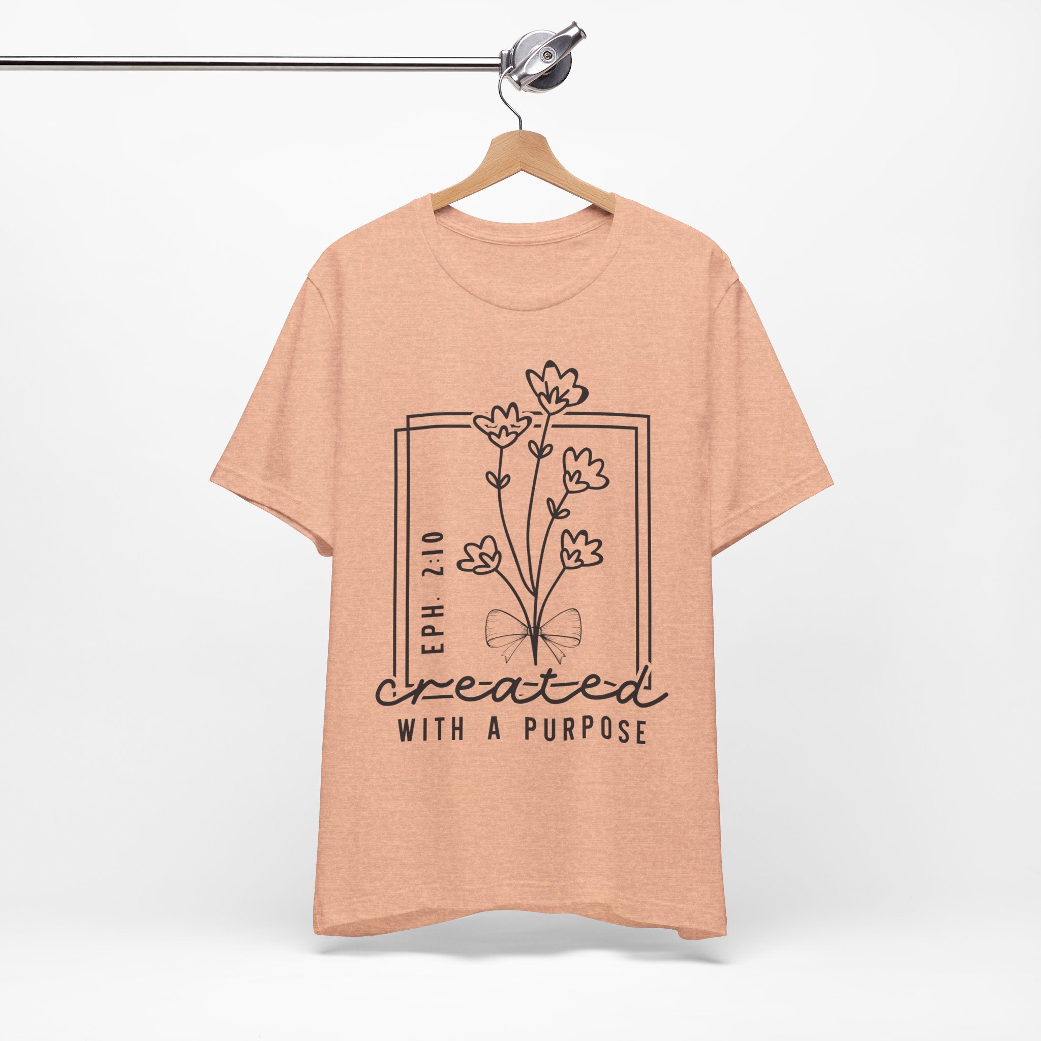 Created With a Purpose Floral Tee — Women’s Inspirational Bible Verse Shirt (Eph 2:10)