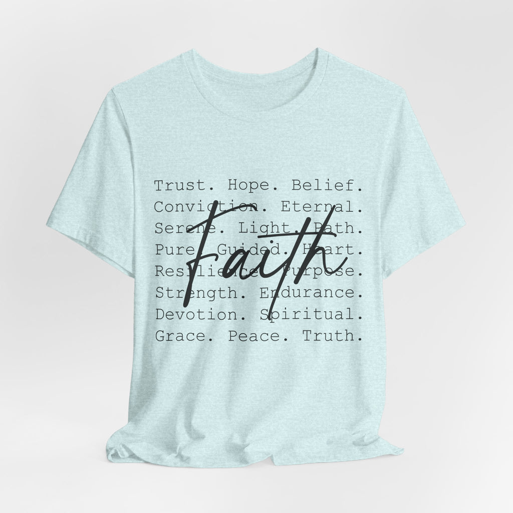 Faith Script Tee — Inspirational Christian Word Cloud T-Shirt