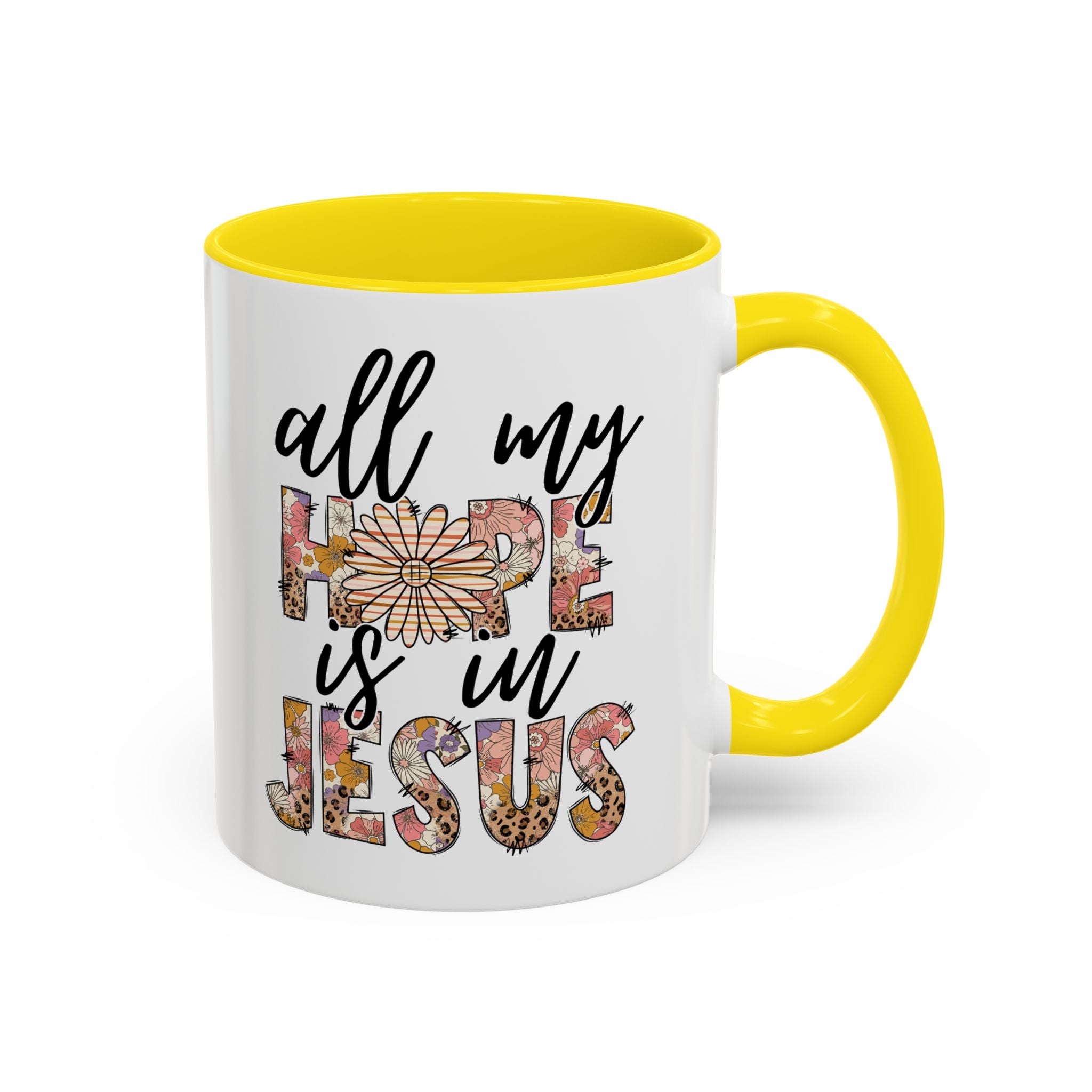 Coffee Mug — "All My Hope is in Jesus" Floral Accent Mug