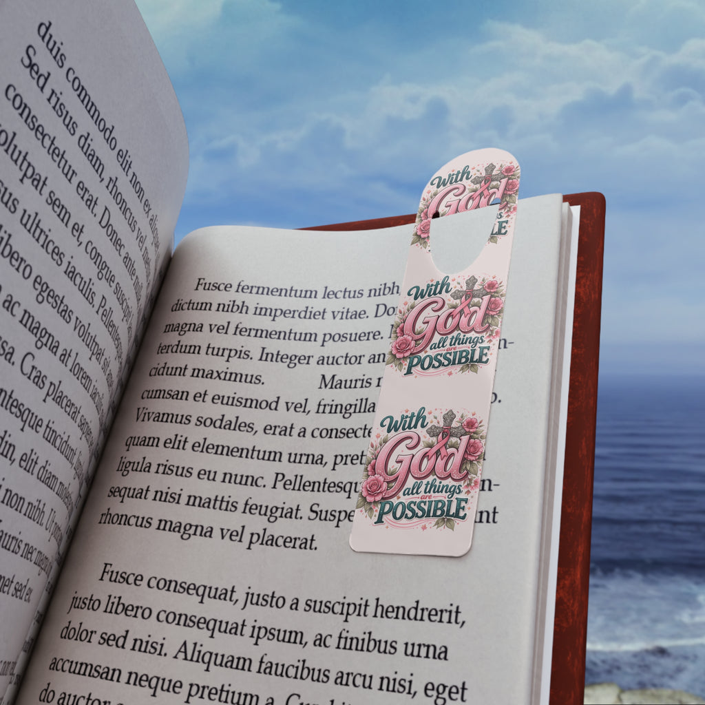 Inspirational Christian Bookmark — "With God All Things Possible" Floral Bookmark