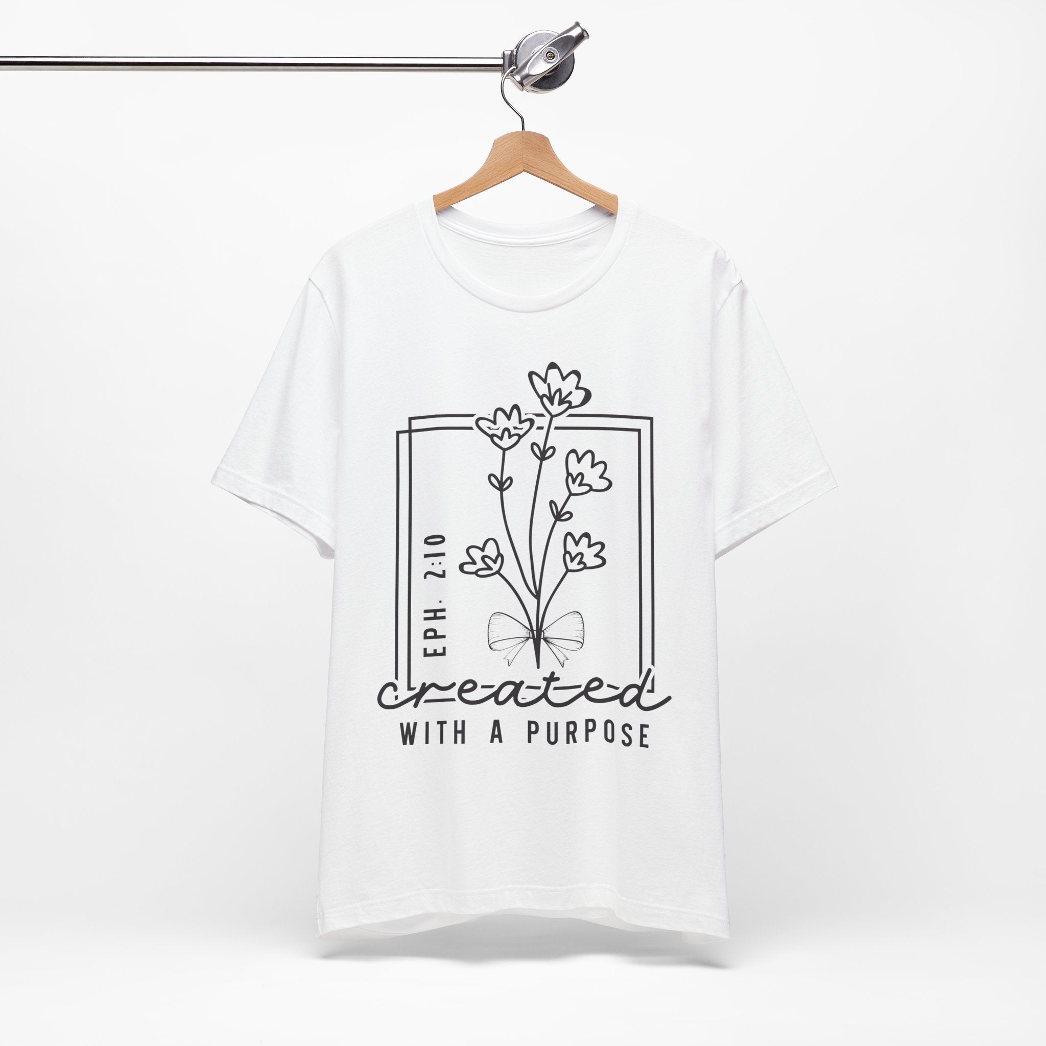 Created With a Purpose Floral Tee — Women’s Inspirational Bible Verse Shirt (Eph 2:10)