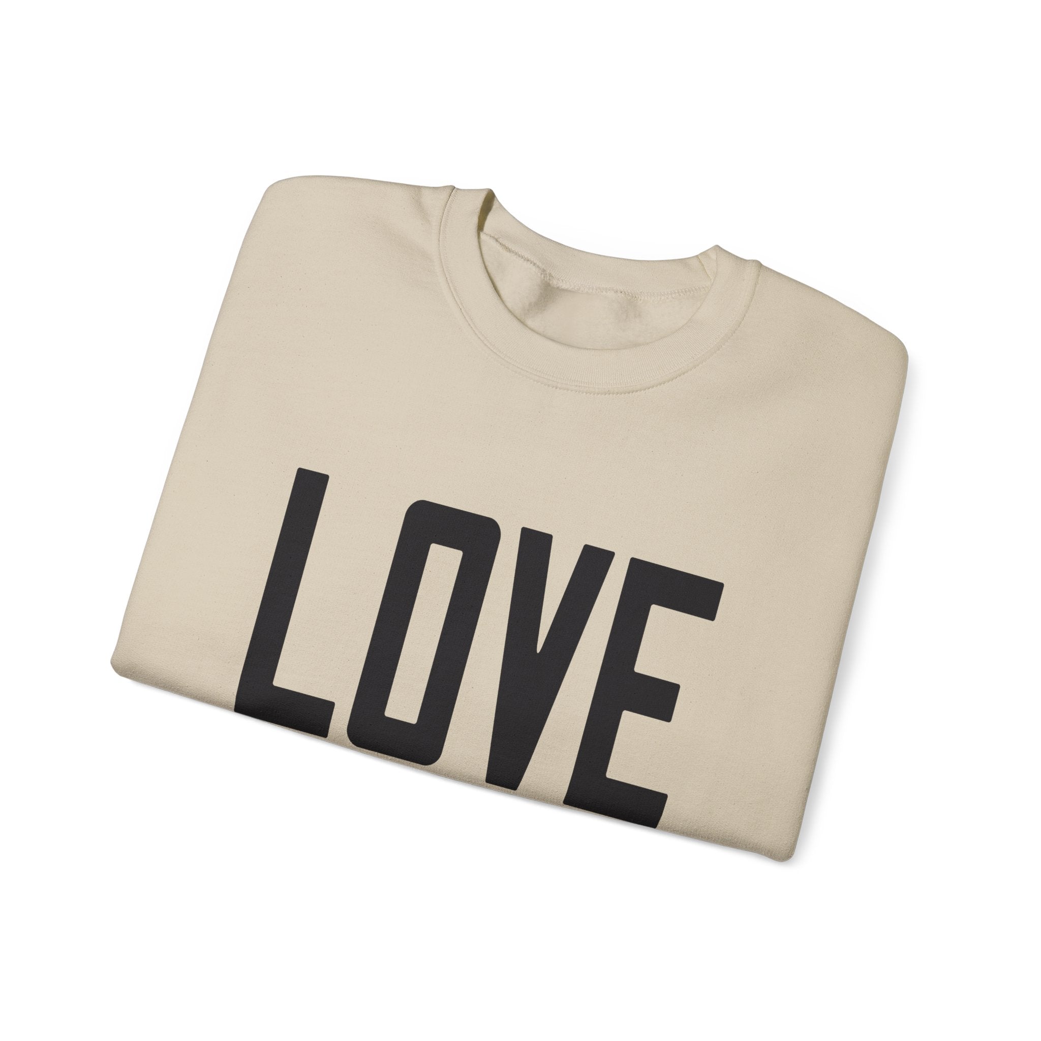 Love Crewneck Sweatshirt – 'LOVE' Script with 1 Corinthians 16:14 Inspirational Pullover