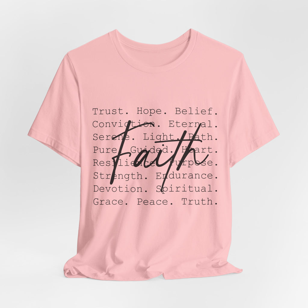 Faith Script Tee — Inspirational Christian Word Cloud T-Shirt