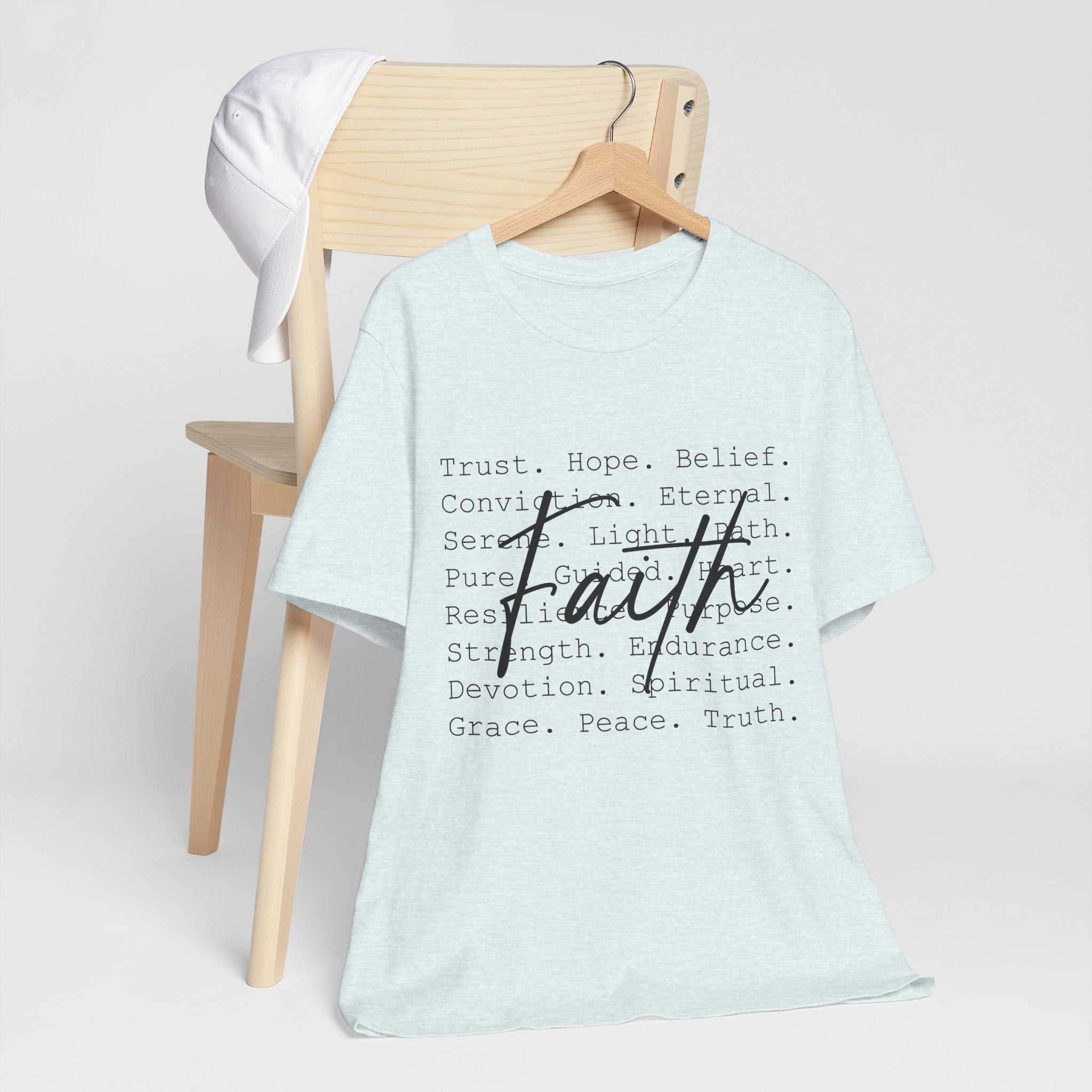 Faith Script Tee — Inspirational Christian Word Cloud T-Shirt