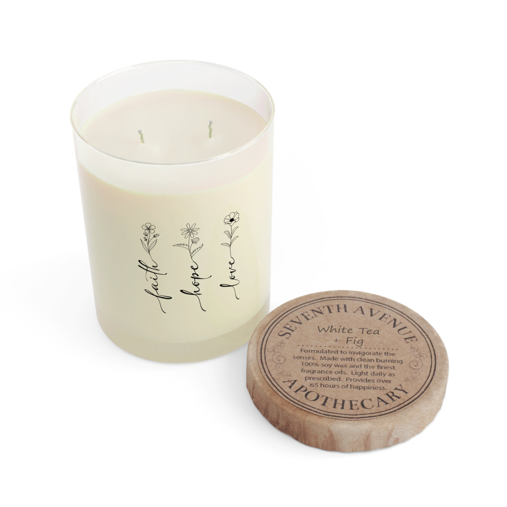 Faith Hope Love Floral Scented Candle — 11oz Glass Jar