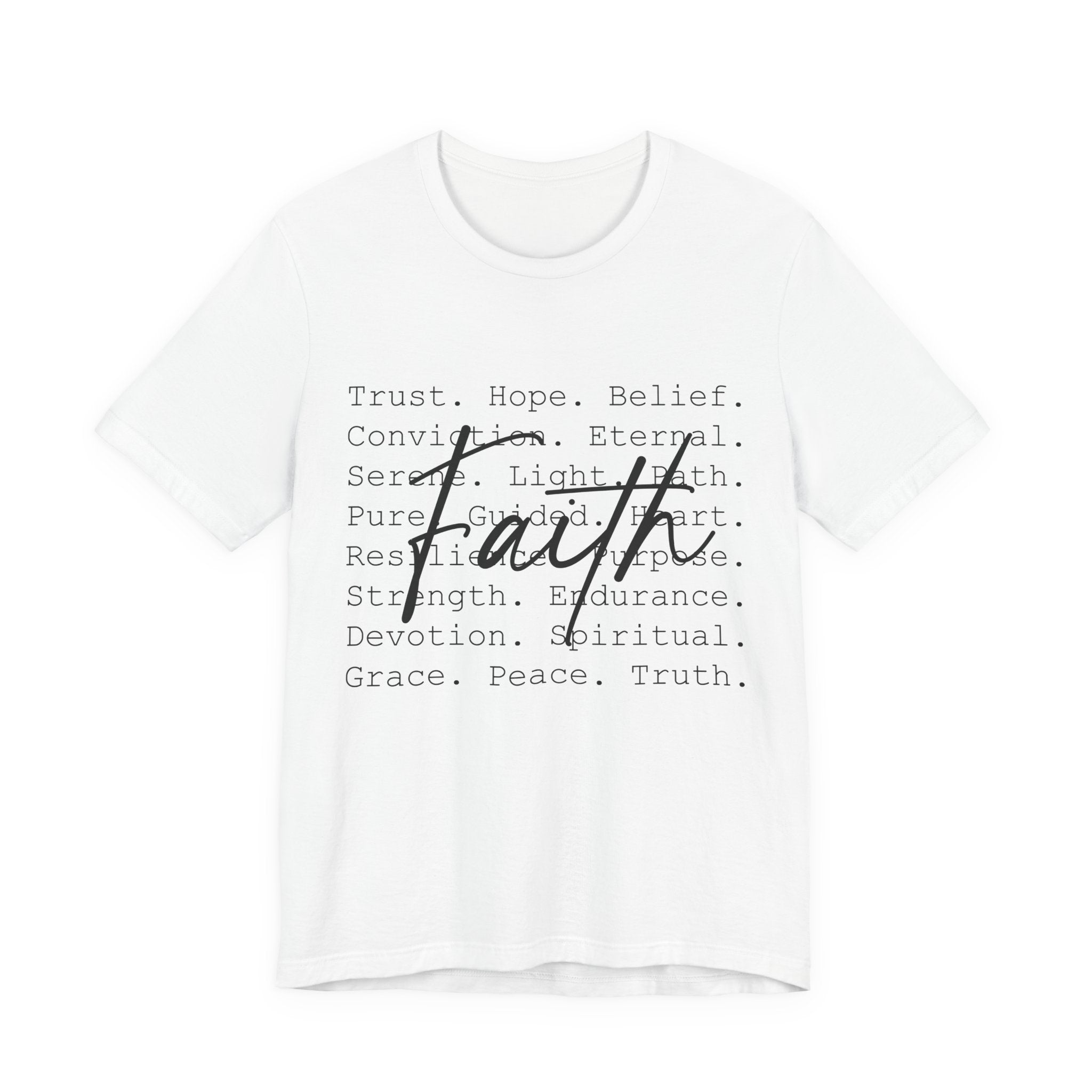Faith Script Tee — Inspirational Christian Word Cloud T-Shirt