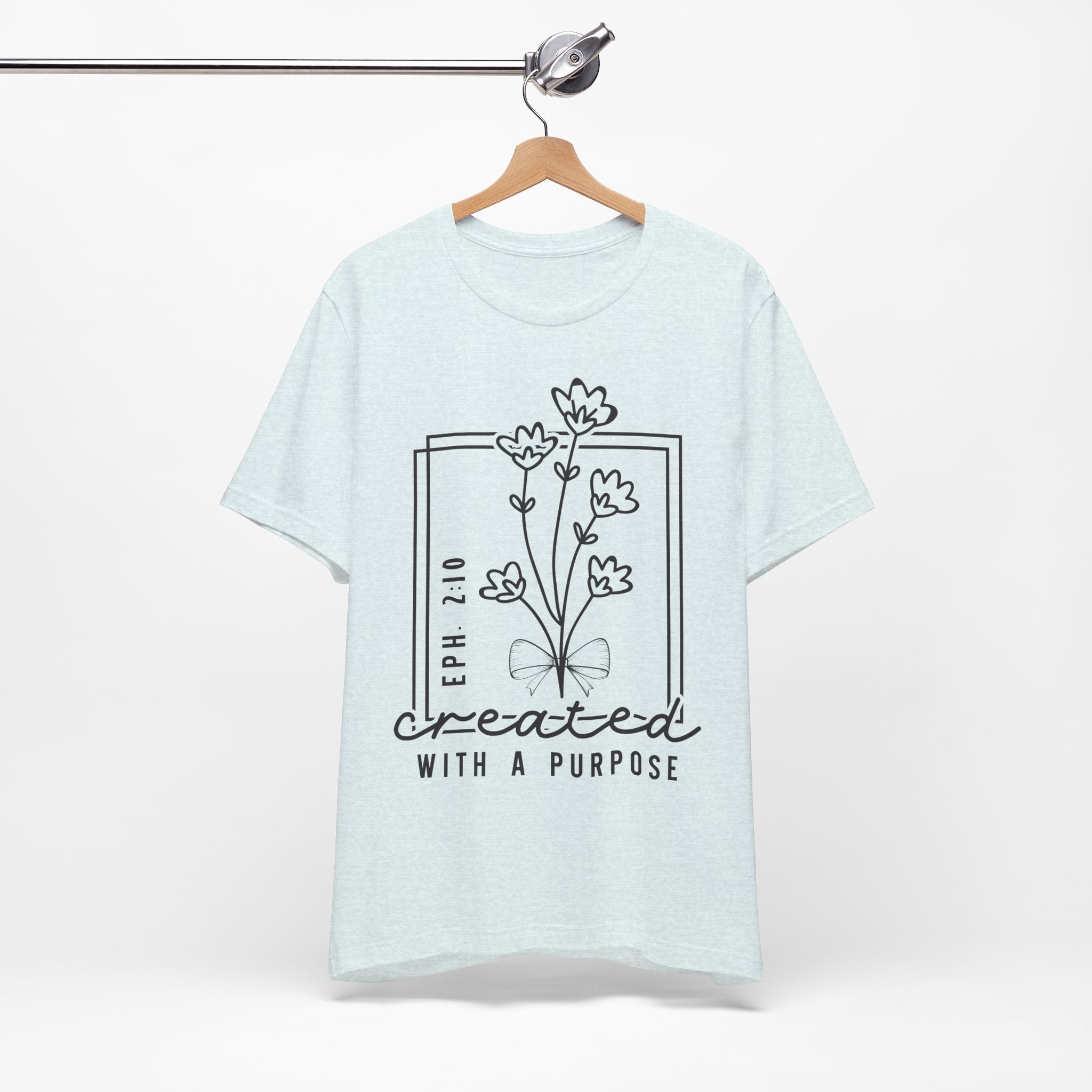 Created With a Purpose Floral Tee — Women’s Inspirational Bible Verse Shirt (Eph 2:10)