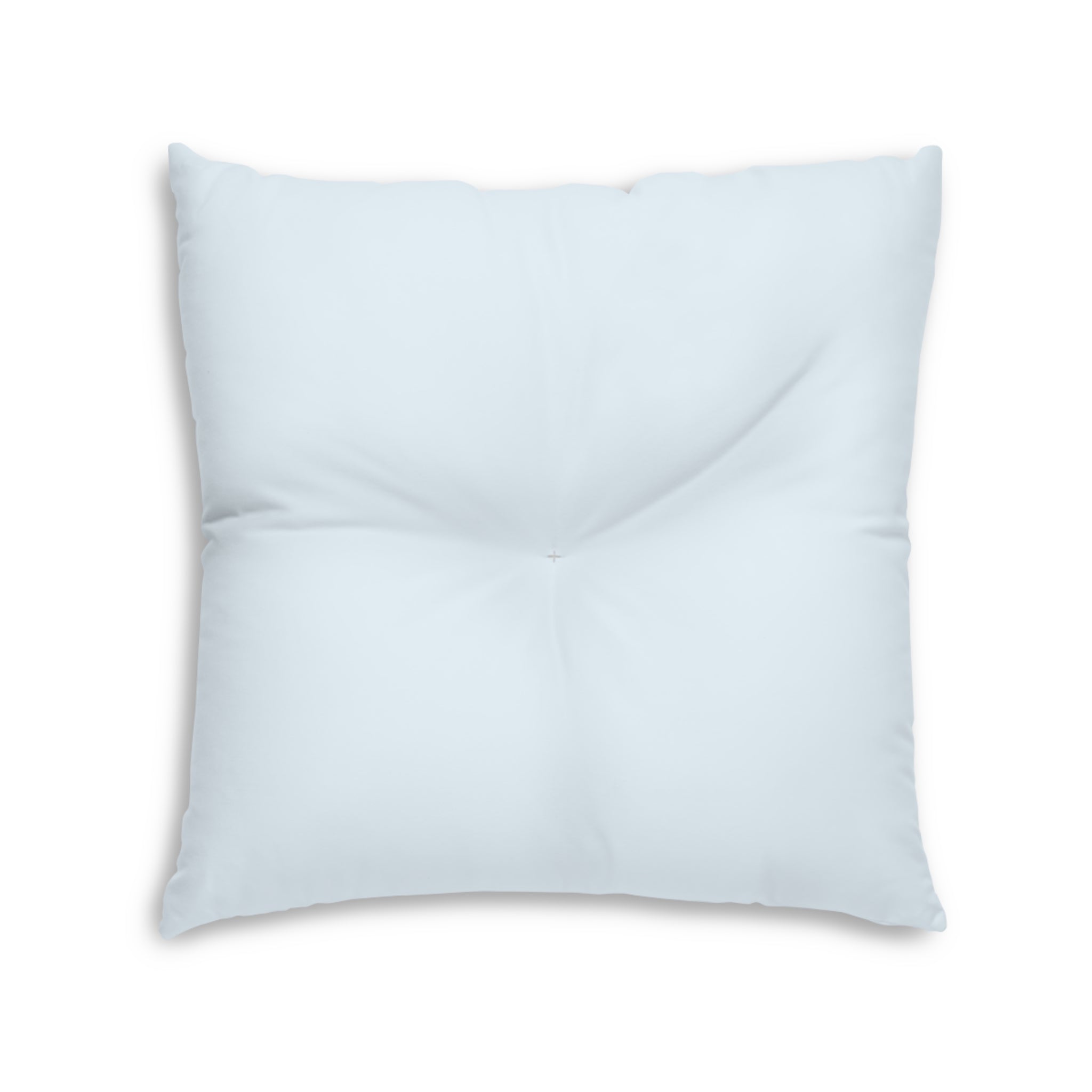 Faith Cross Tufted Floor Pillow — Blue Rustic Floral Accent