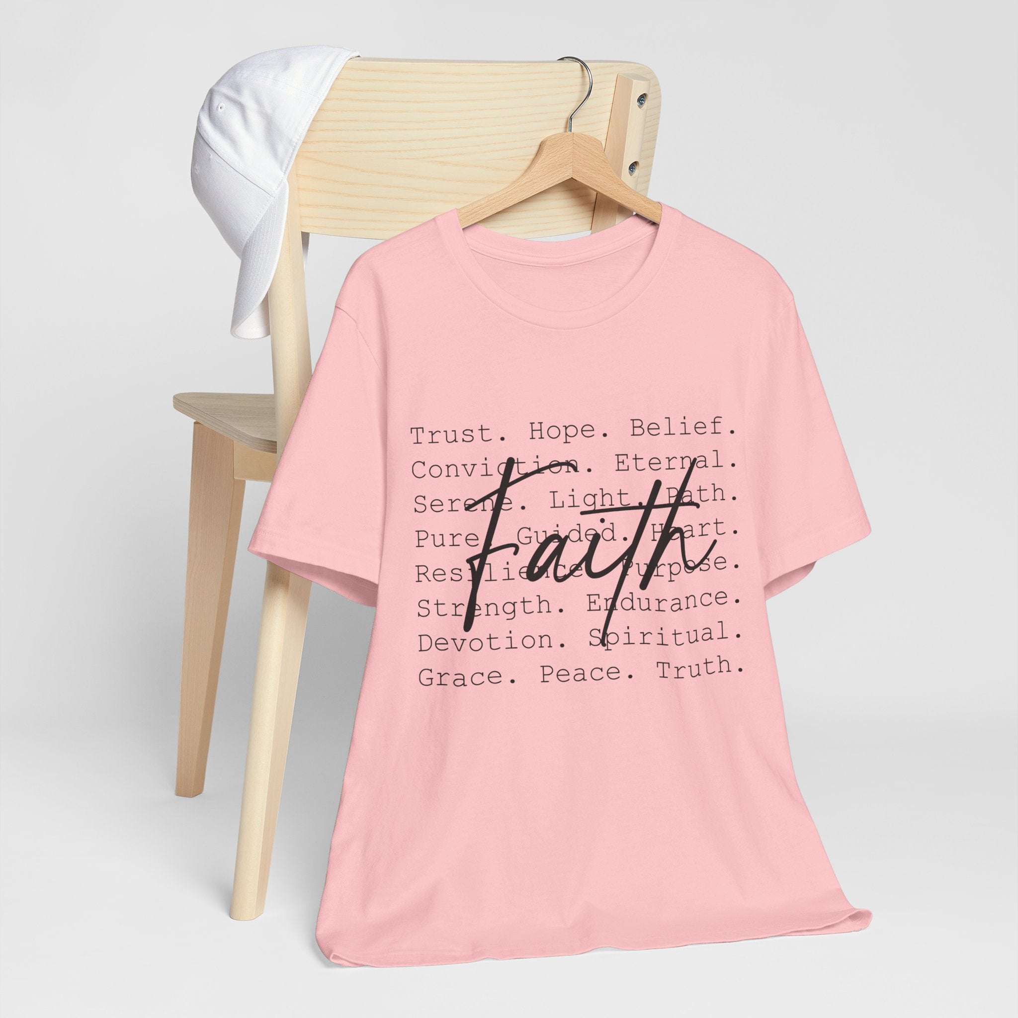 Faith Script Tee — Inspirational Christian Word Cloud T-Shirt