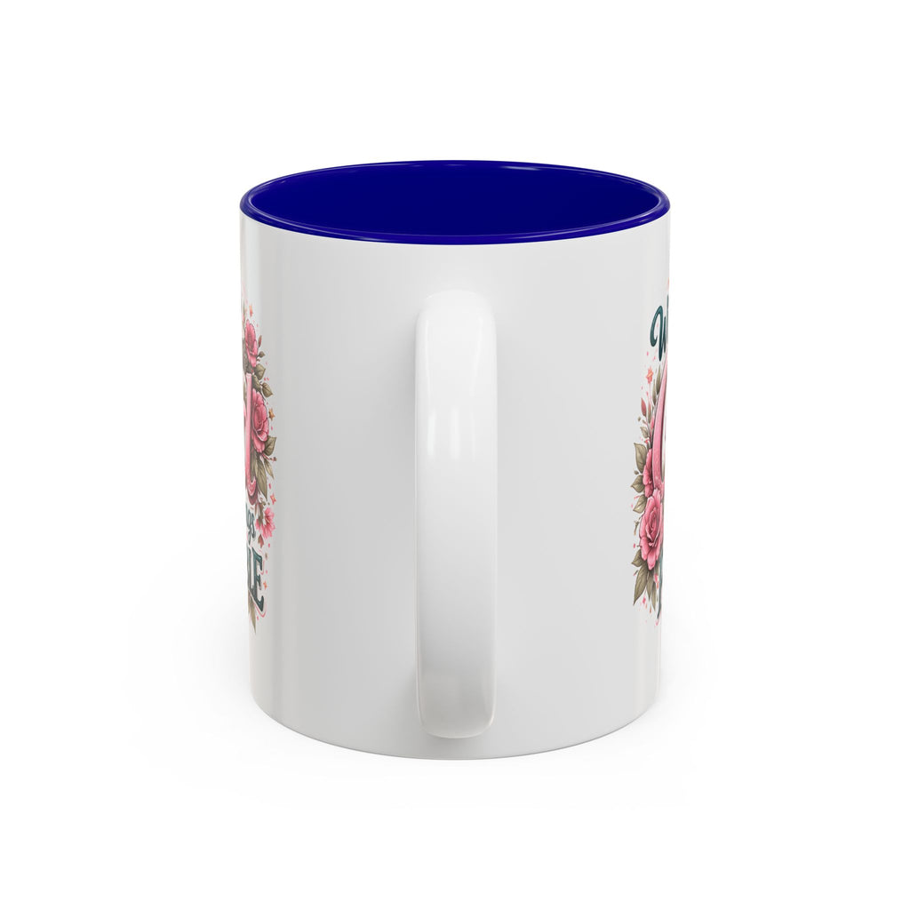 Mug — "With God All Things Are Possible" Floral Two-Tone Accent Coffee Mug