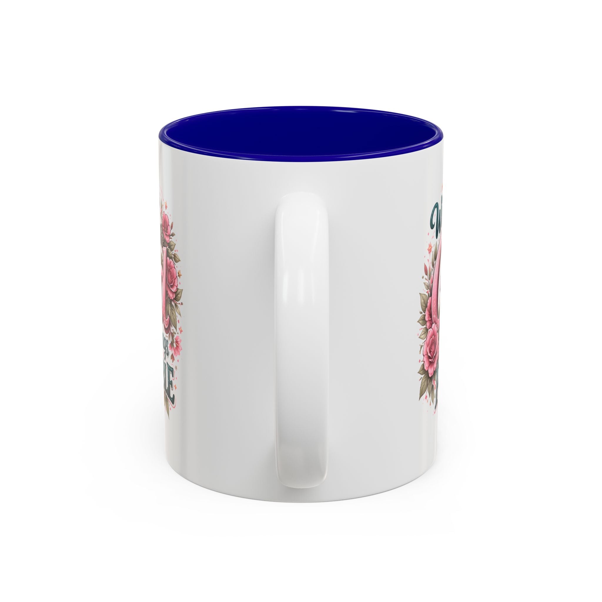 Mug — "With God All Things Are Possible" Floral Two-Tone Accent Coffee Mug