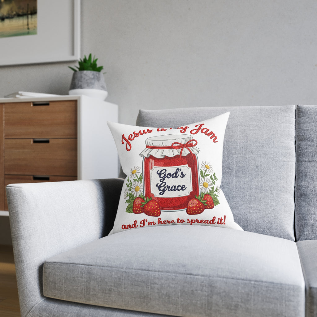 Jesus Is My Jam Decorative Pillow — 'God's Grace' Inspirational Throw Pillow