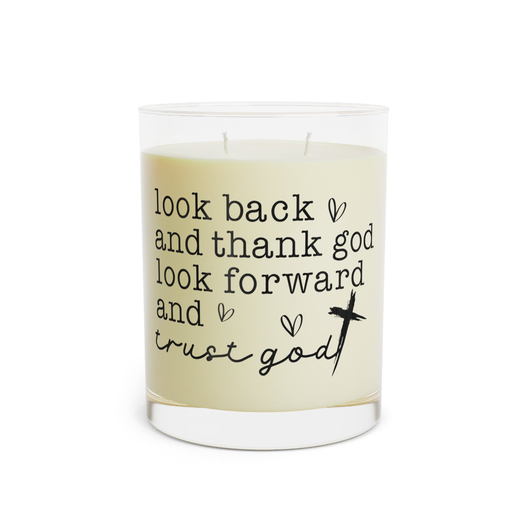 Faith-Inspired Scented Candle, 11oz Glass — "Look Back and Thank God, Look Forward and Trust God"