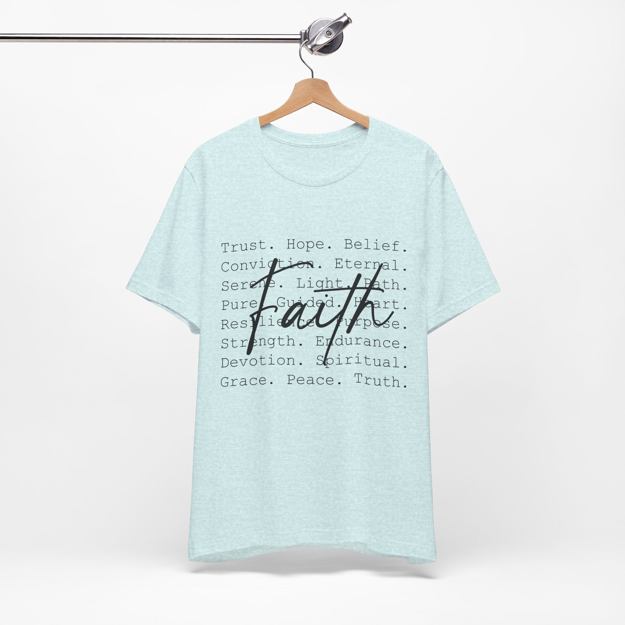 Faith Script Tee — Inspirational Christian Word Cloud T-Shirt