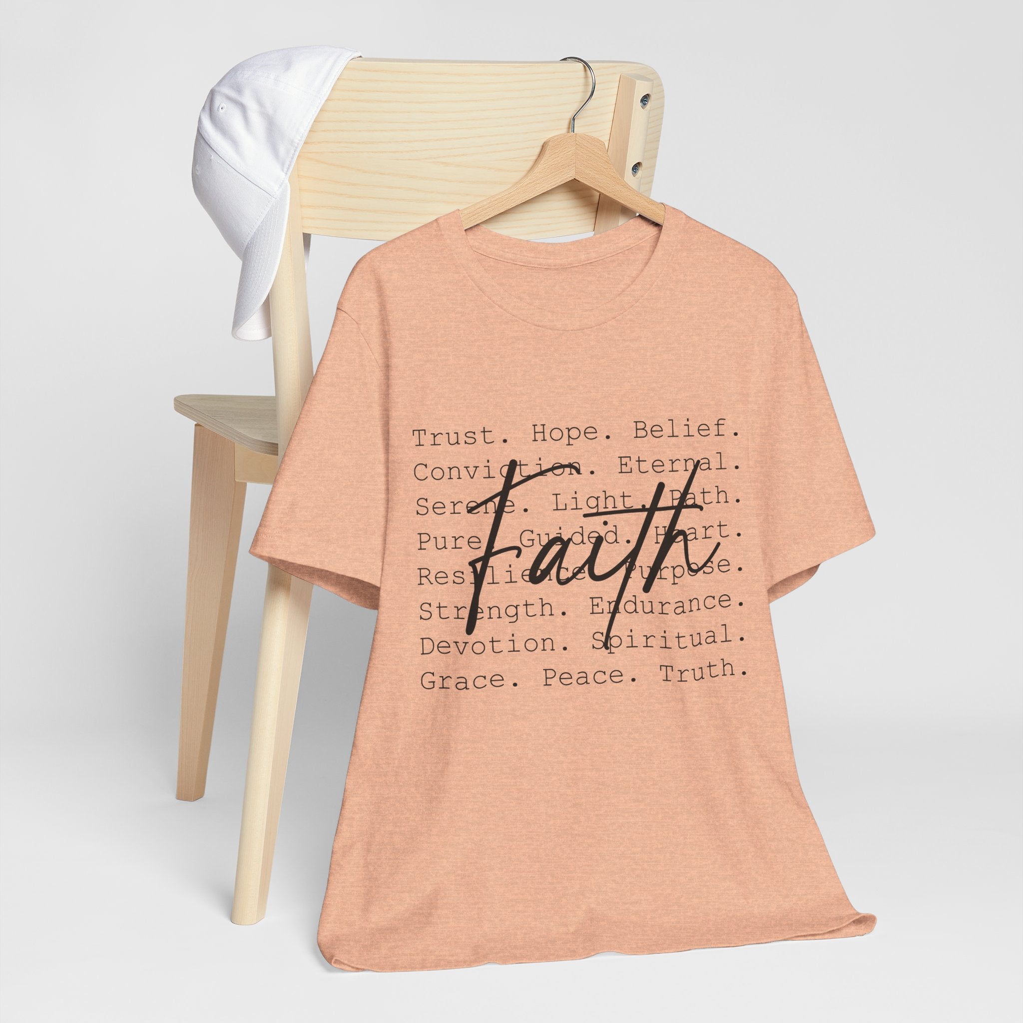 Faith Script Tee — Inspirational Christian Word Cloud T-Shirt