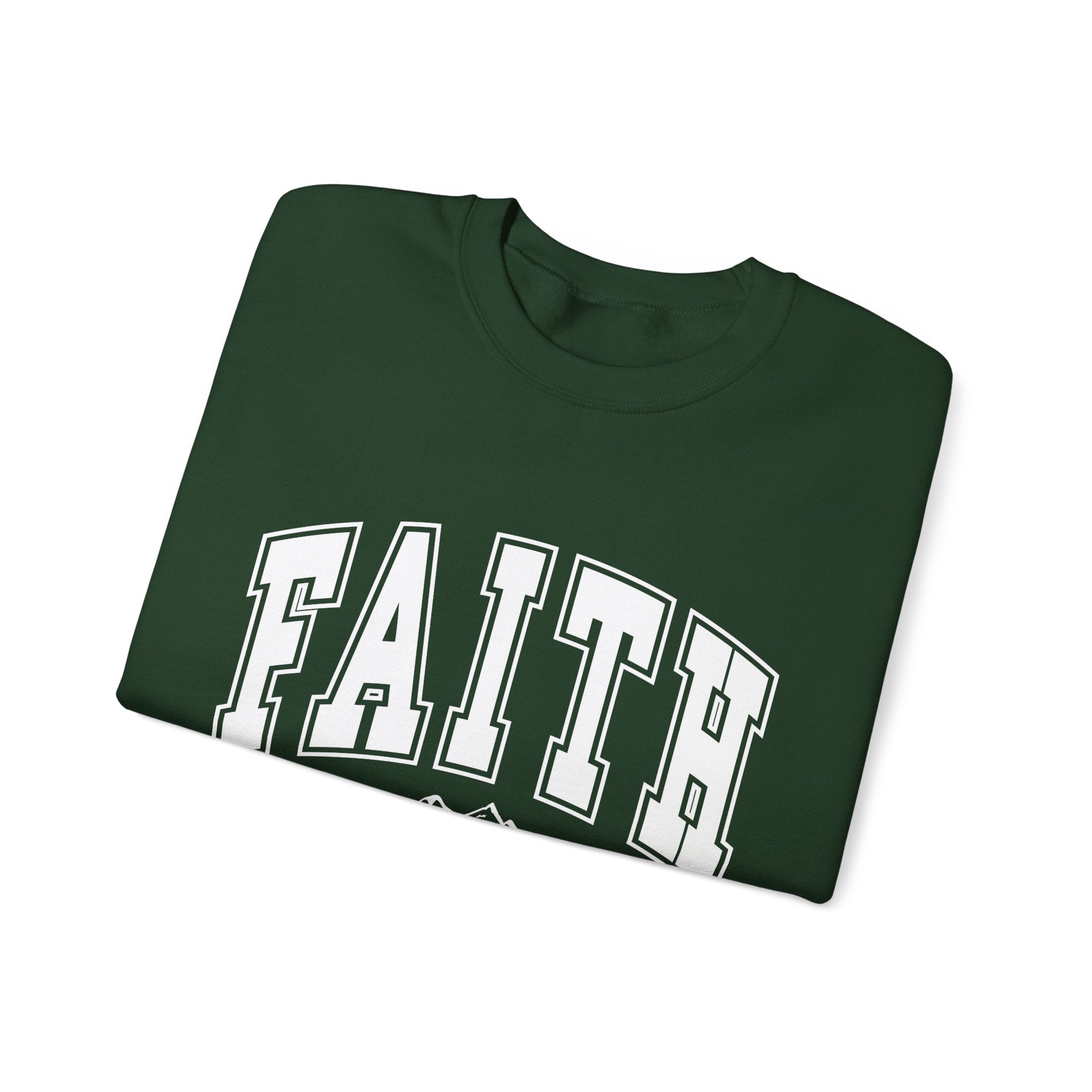 Faith Crewneck Sweatshirt – 'Faith Can Move Mountains' Inspirational Pullover