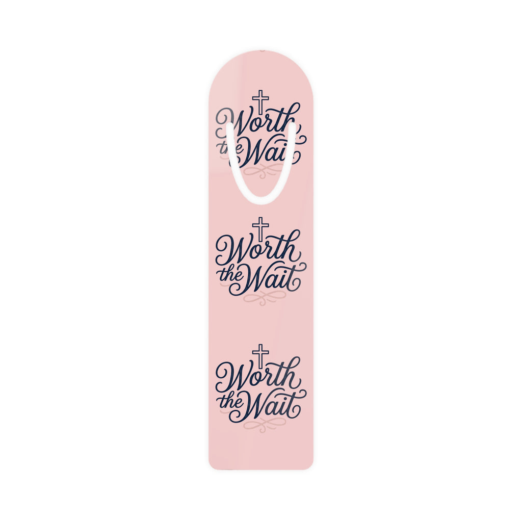 Christian Bookmark — "Worth the Wait" Inspirational Pink Magnetic Bookmark