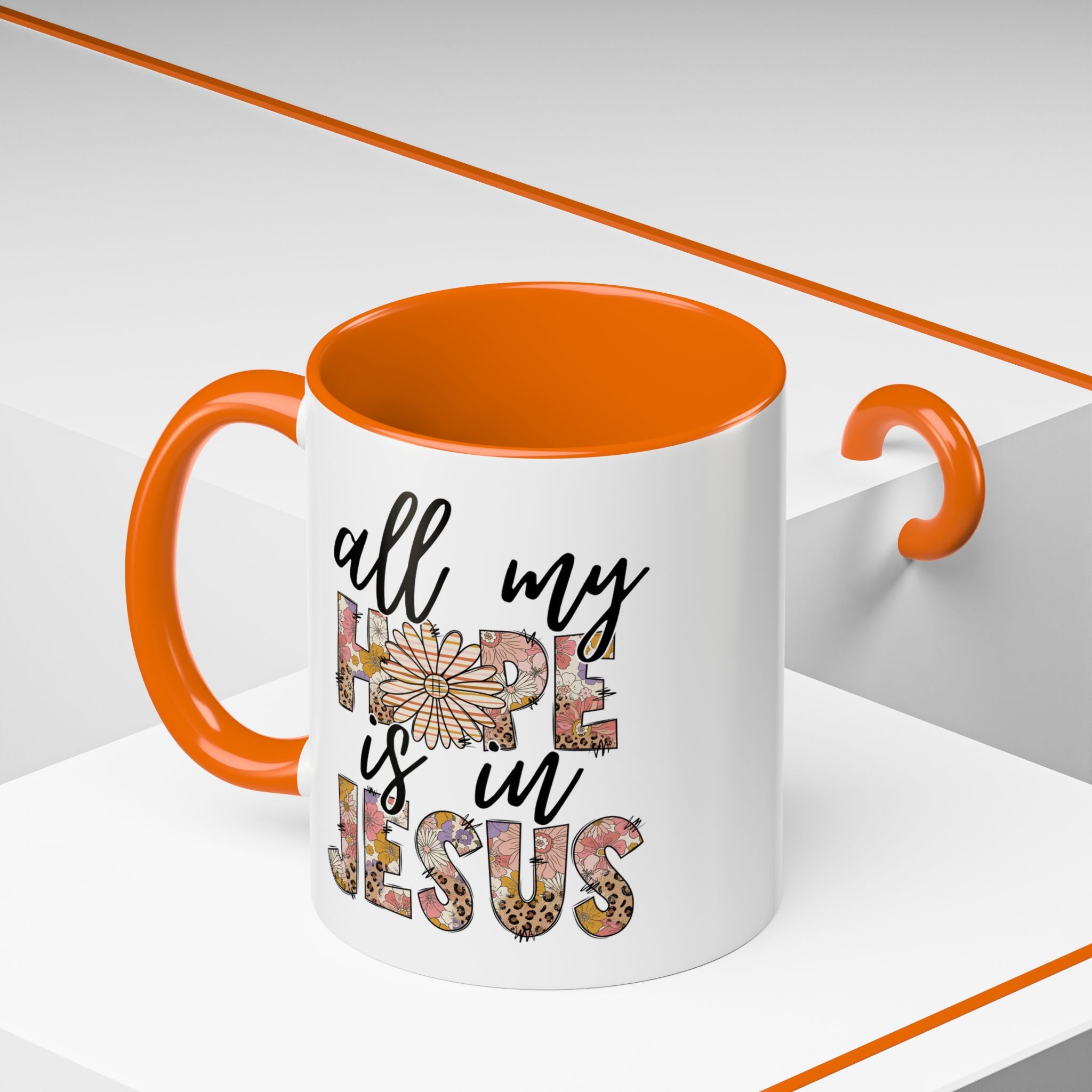 Coffee Mug — "All My Hope is in Jesus" Floral Accent Mug