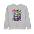 Toddler Sweatshirt — "Cool Kids Love Jesus" Colorful Christian Kids Crewneck