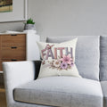 Faith Floral Square Pillow — Pastel Butterfly Decorative Throw Pillow