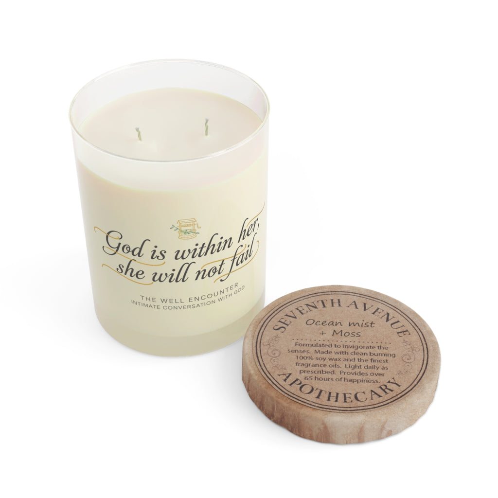 Inspirational Scented Candle - "God Is Within Her, She Will Not Fail" (11oz Glass)