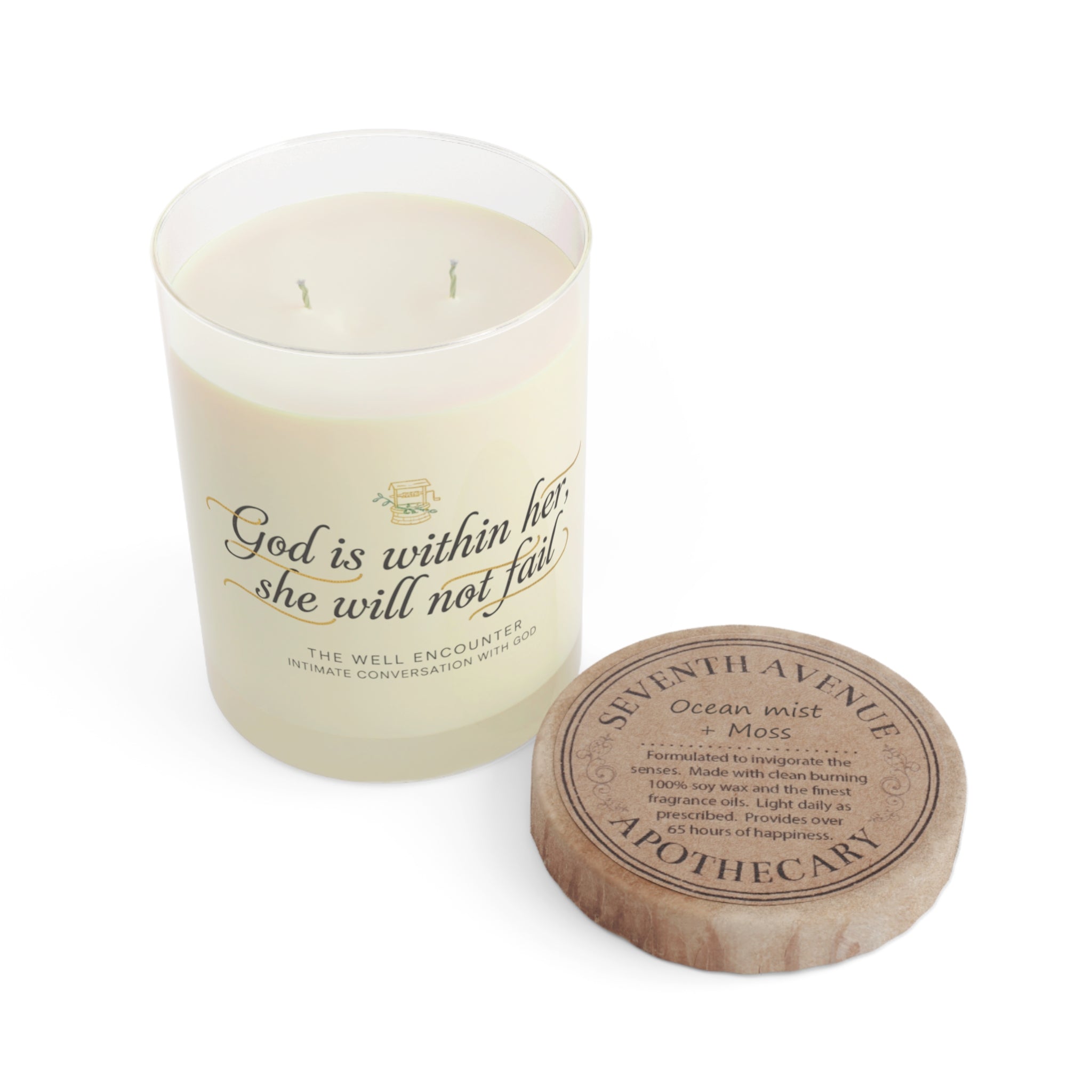 Inspirational Scented Candle - "God Is Within Her, She Will Not Fail" (11oz Glass)