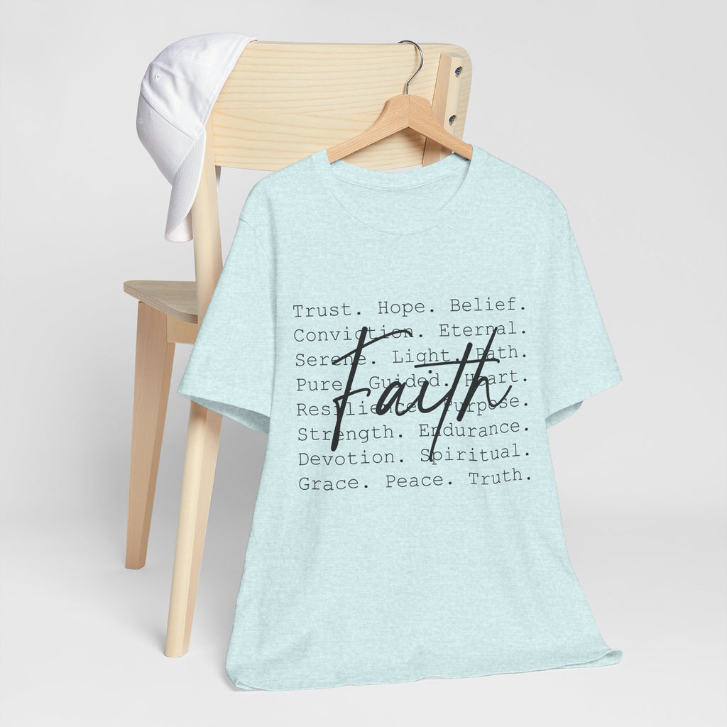 Faith Script Tee — Inspirational Christian Word Cloud T-Shirt