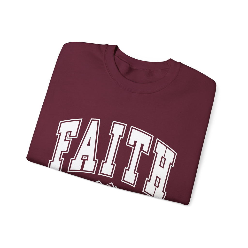 Faith Crewneck Sweatshirt – 'Faith Can Move Mountains' Inspirational Pullover