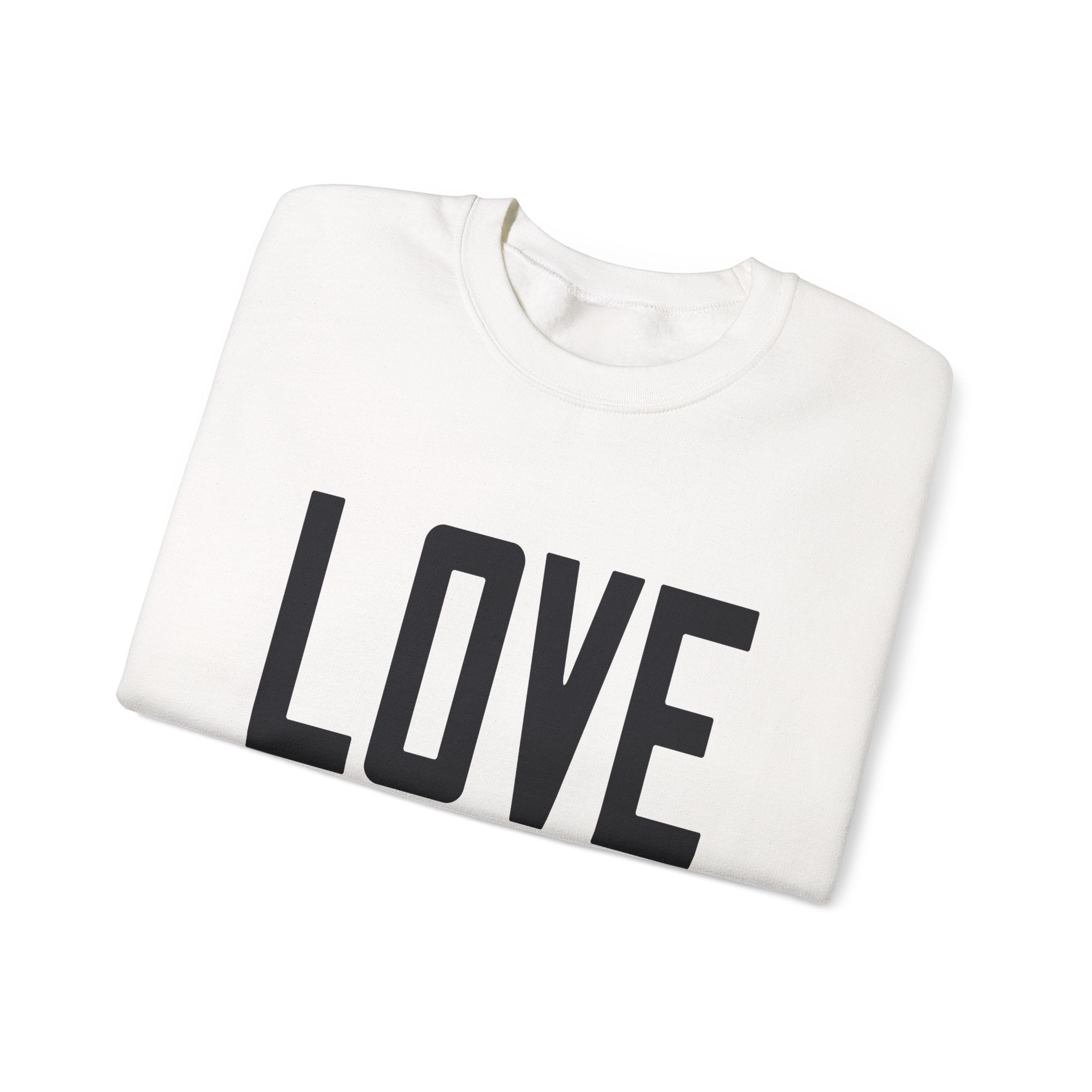 Love Crewneck Sweatshirt – 'LOVE' Script with 1 Corinthians 16:14 Inspirational Pullover