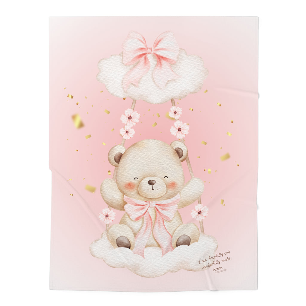 Baby Swaddle Blanket - Pink Teddy Cloud Newborn Swaddle for Baby Girl | Soft Infant Receiving Blanket, Shower Gift